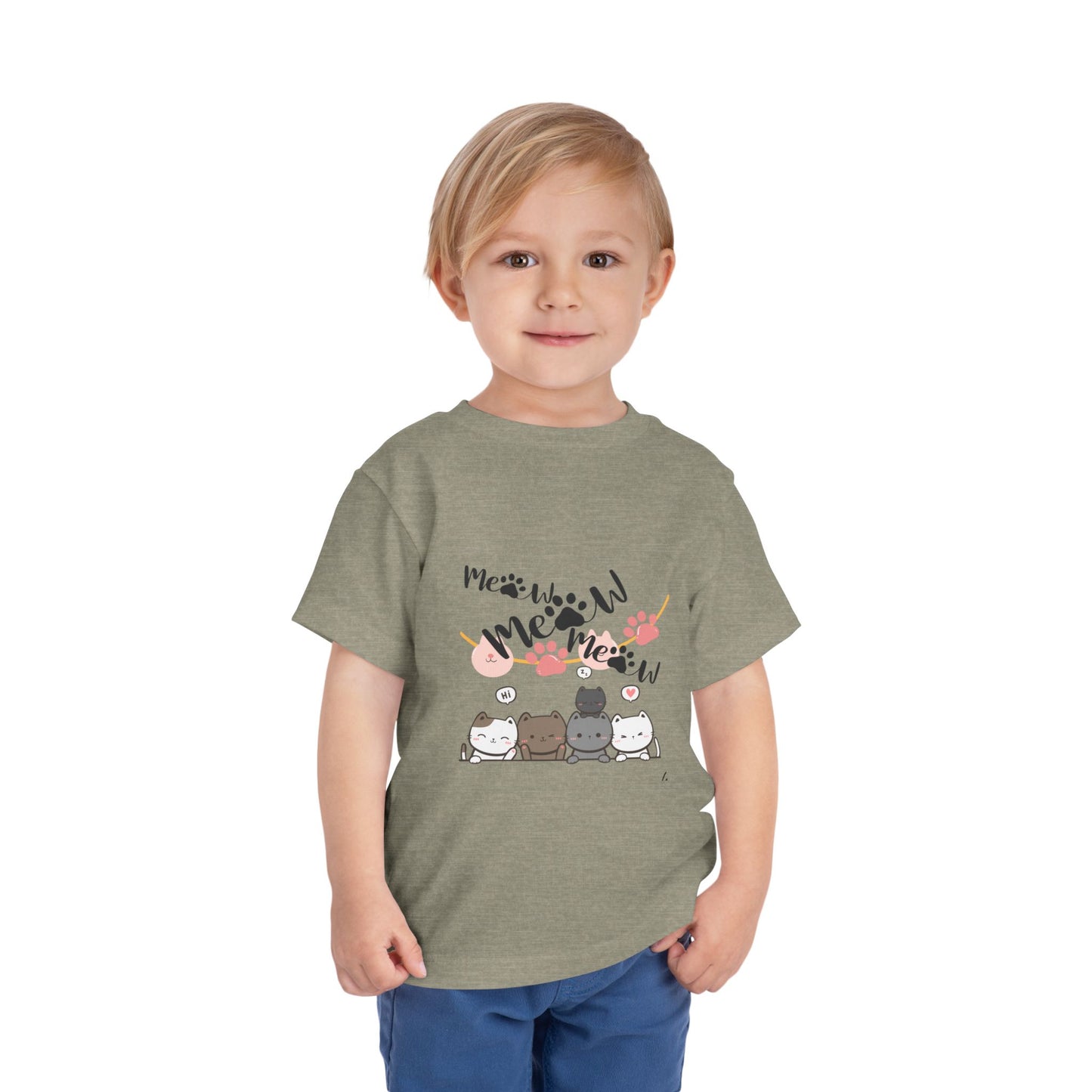 Cute Cat mum I'm here Toddler Tee, Kids Cat T-Shirt, Meow Short Sleeve Top, Adorable Animal Shirt, Fun Playwear for Toddlers