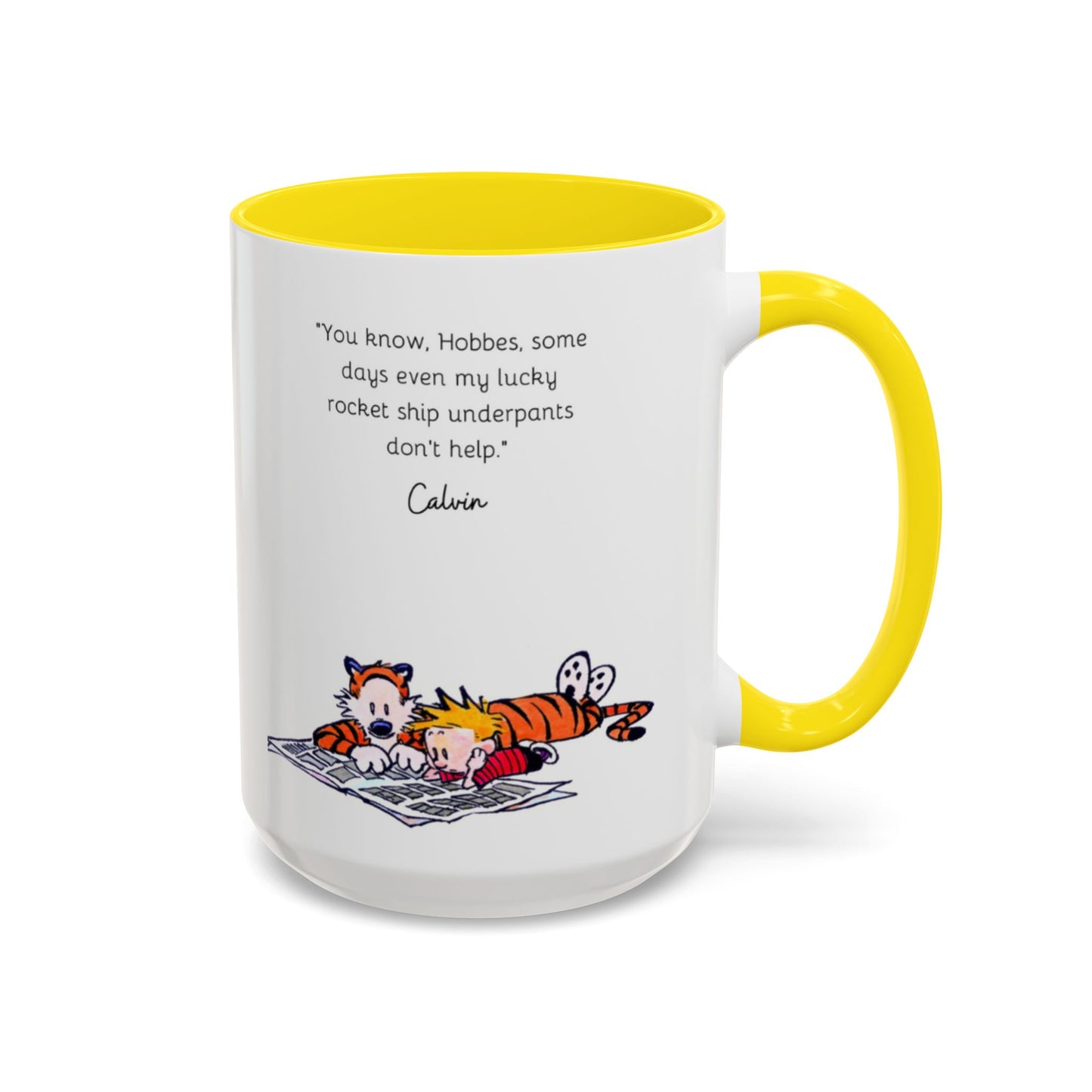 Calvin and Hobbes Inspired Accent Coffee Mug - Fun Gift for Fans, Morning Coffee, Cute Quote Mug, Whimsical Gift, Reading Companion