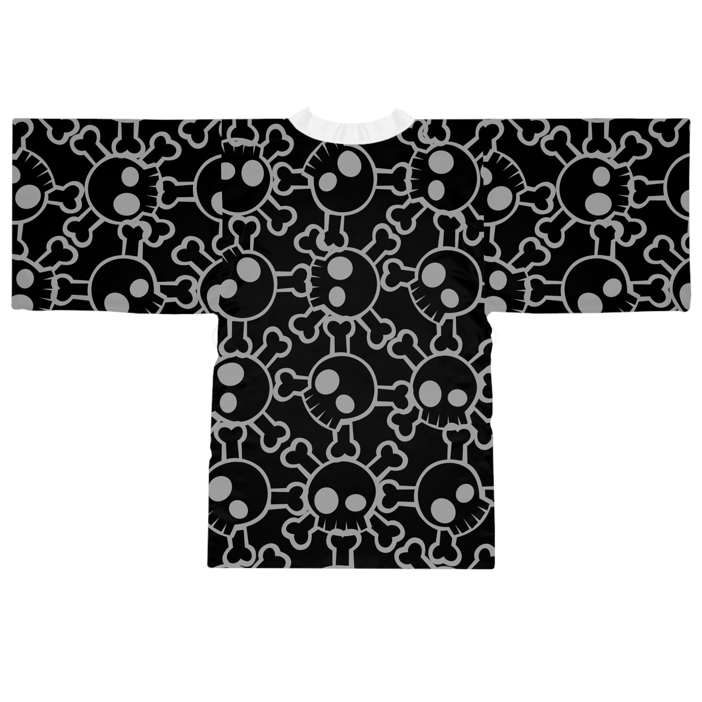 Gothic Skull Print Long Sleeve Kimono Robe, Stylish Loungewear, Alternative Fashion, Edgy Gift, Cozy Layering Piece, Halloween Outfit