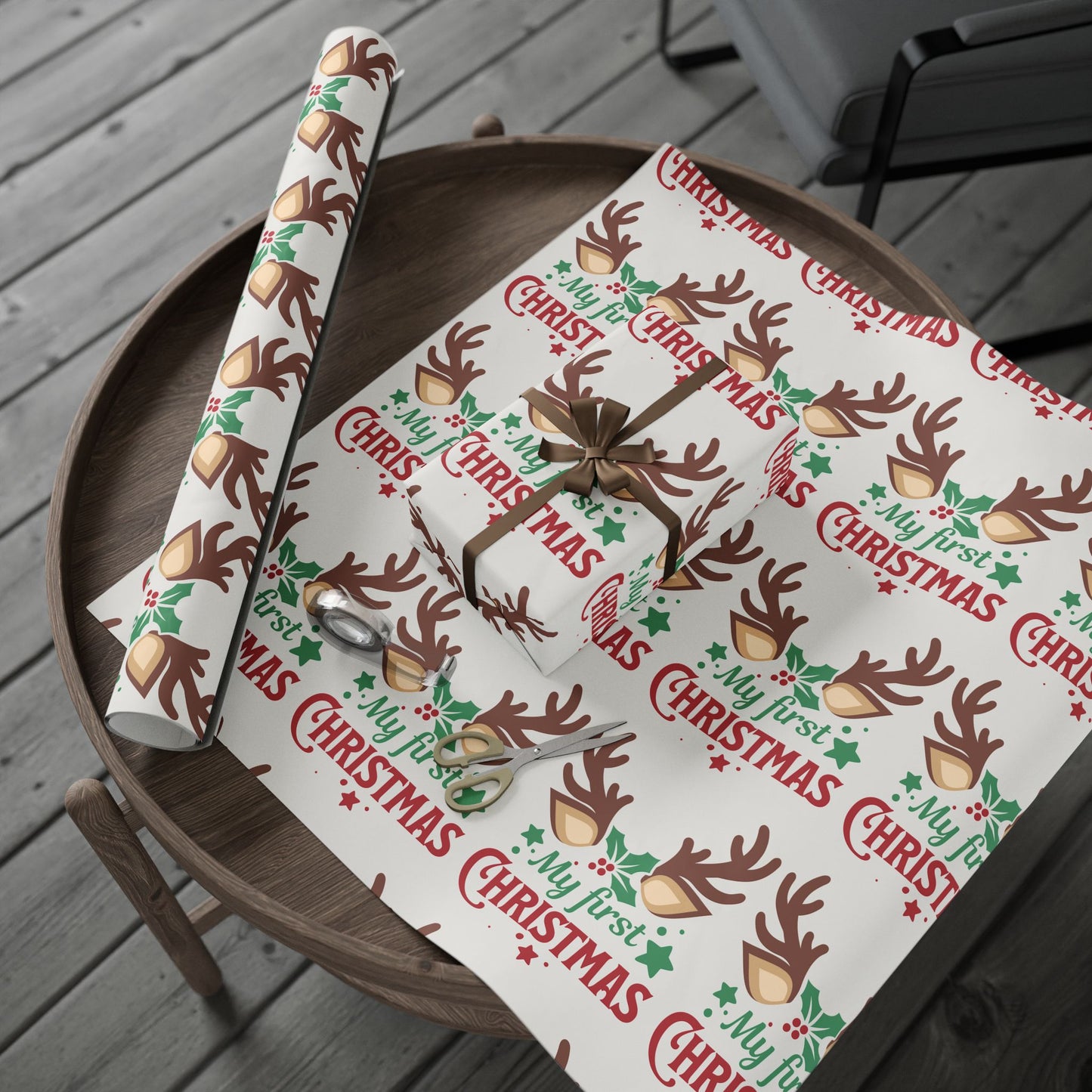 First xmas, Christmas Wrapping, Eco-Friendly Gift Wrap, Seasonal Paper, Unique Gift Packaging