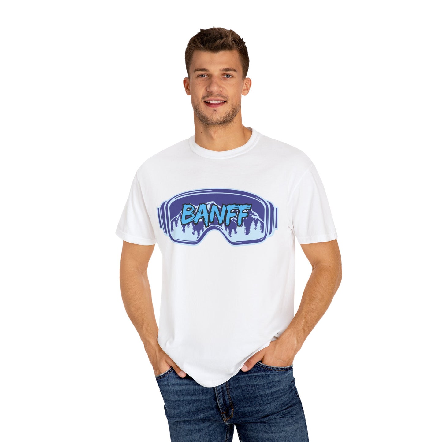 Banff Ski Adventure T-Shirt - Unisex Garment-Dyed Tee, Snowboarder Gift, Winter Sports Apparel, Ski Trip Souvenir, Funny Travel Shirt