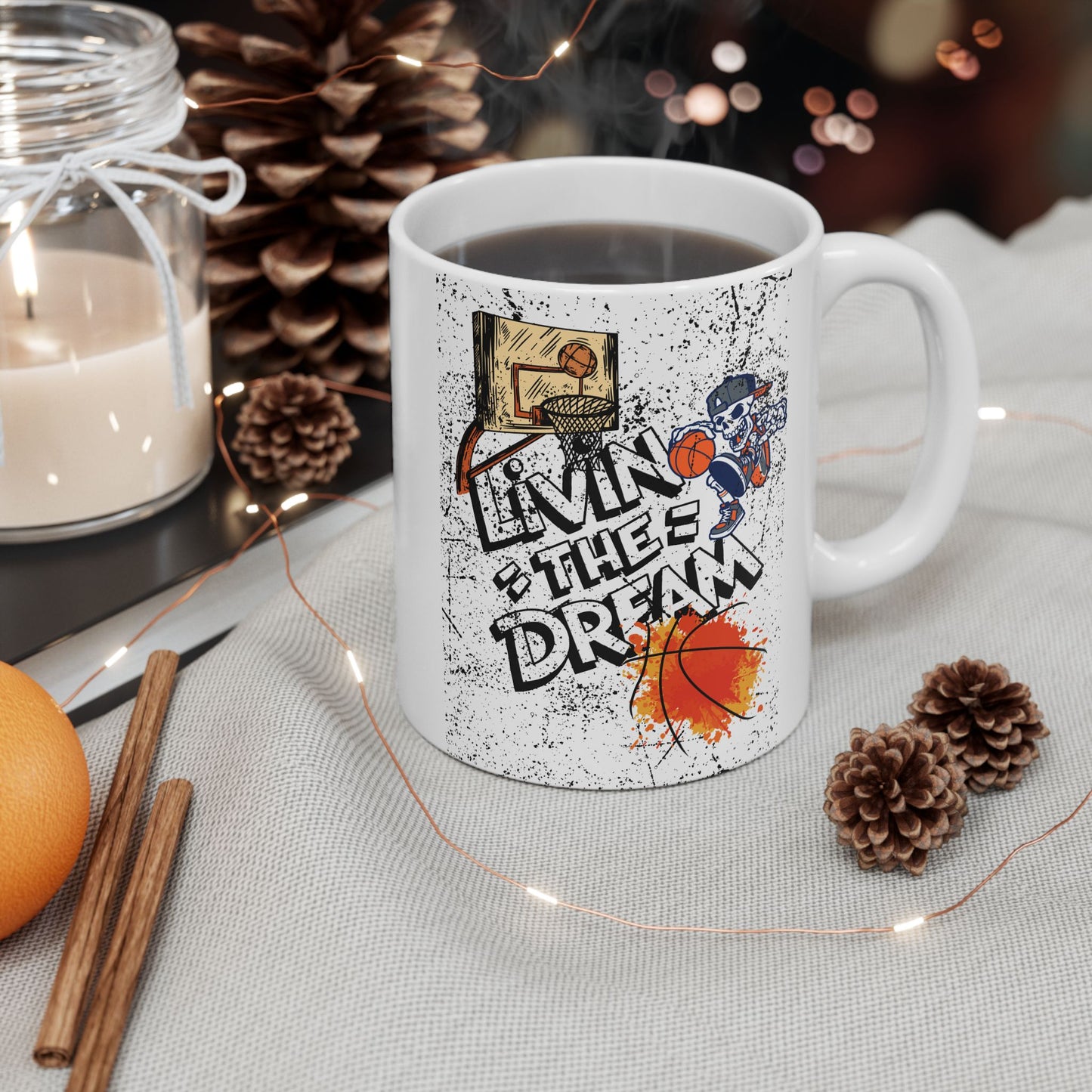 Artistic Basketball Ceramic Mug - Perfect for Sports Fans, Gifts for Him, Unique Coffee Cup, Basketball Lover's Gift, Home & Office Decor