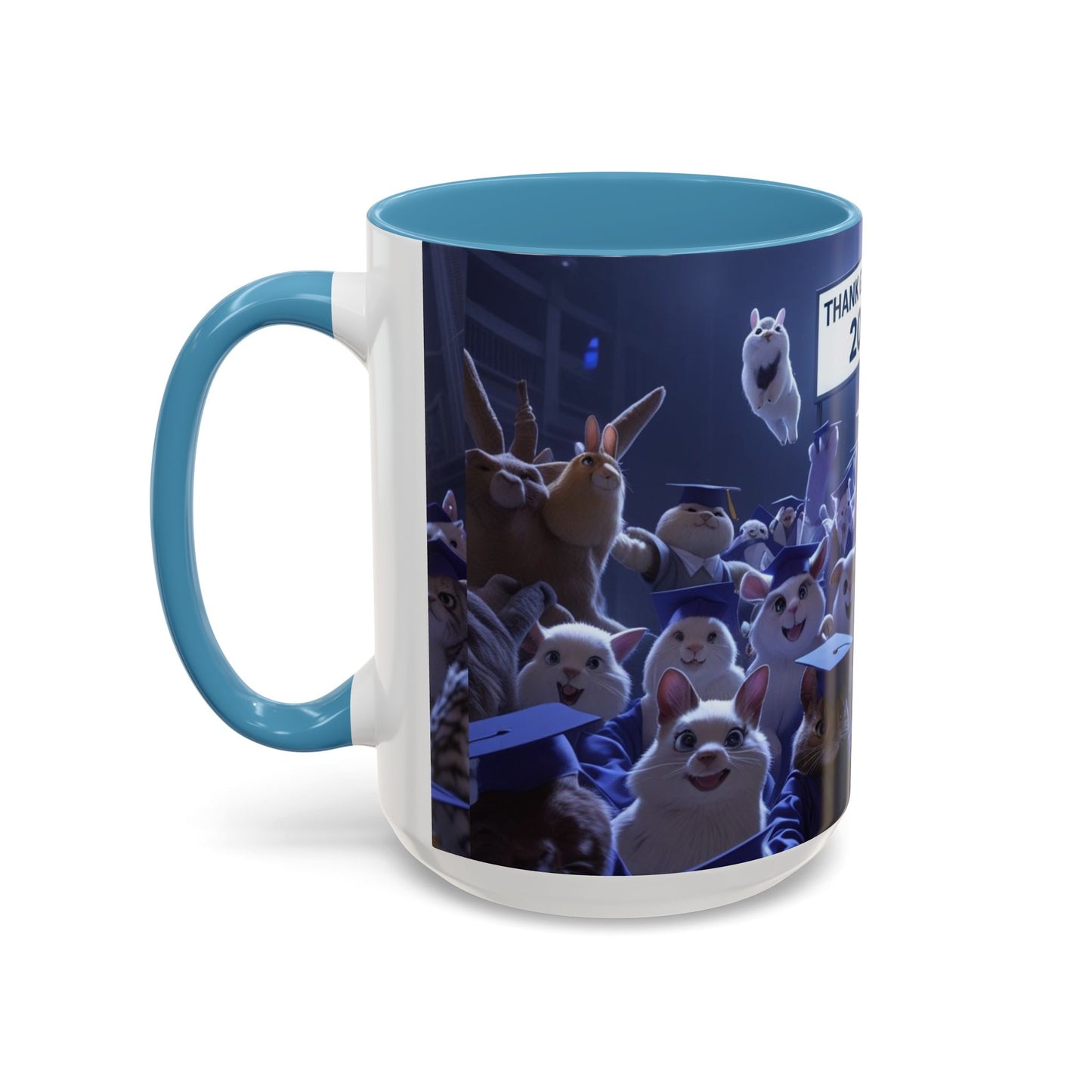 Anime Graduation Theme Accent Coffee Mug - Funny Cat & Dog Design, Perfect Gift for 2025 Grads, Inspirational Coffee Mug, Celebration Mug