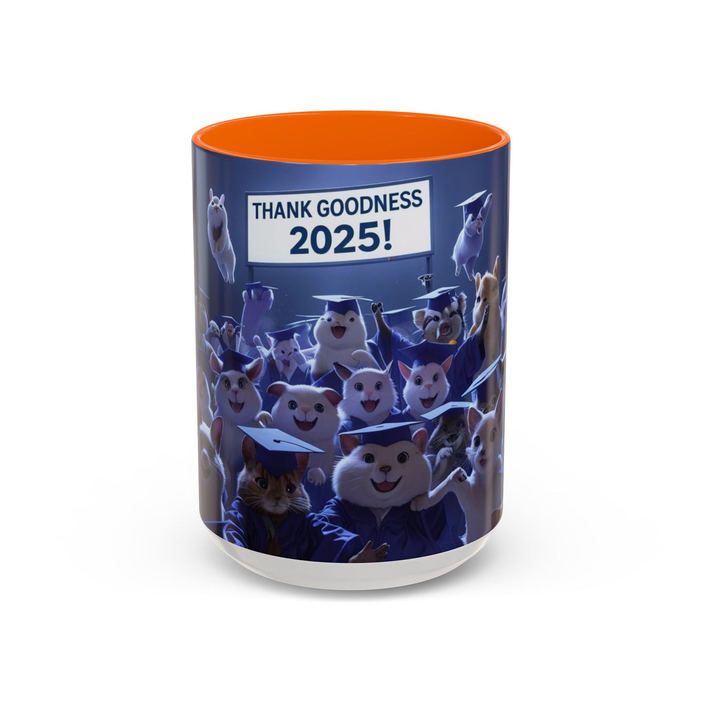 Anime Graduation Theme Accent Coffee Mug - Funny Cat & Dog Design, Perfect Gift for 2025 Grads, Inspirational Coffee Mug, Celebration Mug