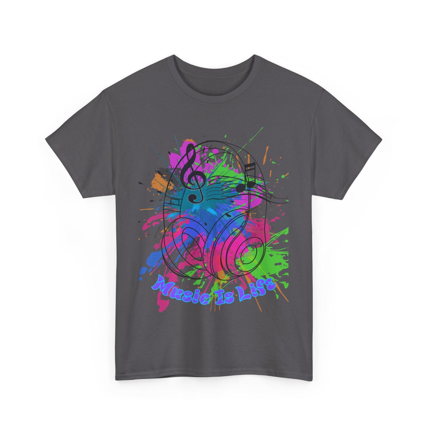 Music Is Life Unisex Heavy Cotton Tee - Perfect for Music Lovers, Gift for Musicians, Concerts, Festivals, Everyday Wear