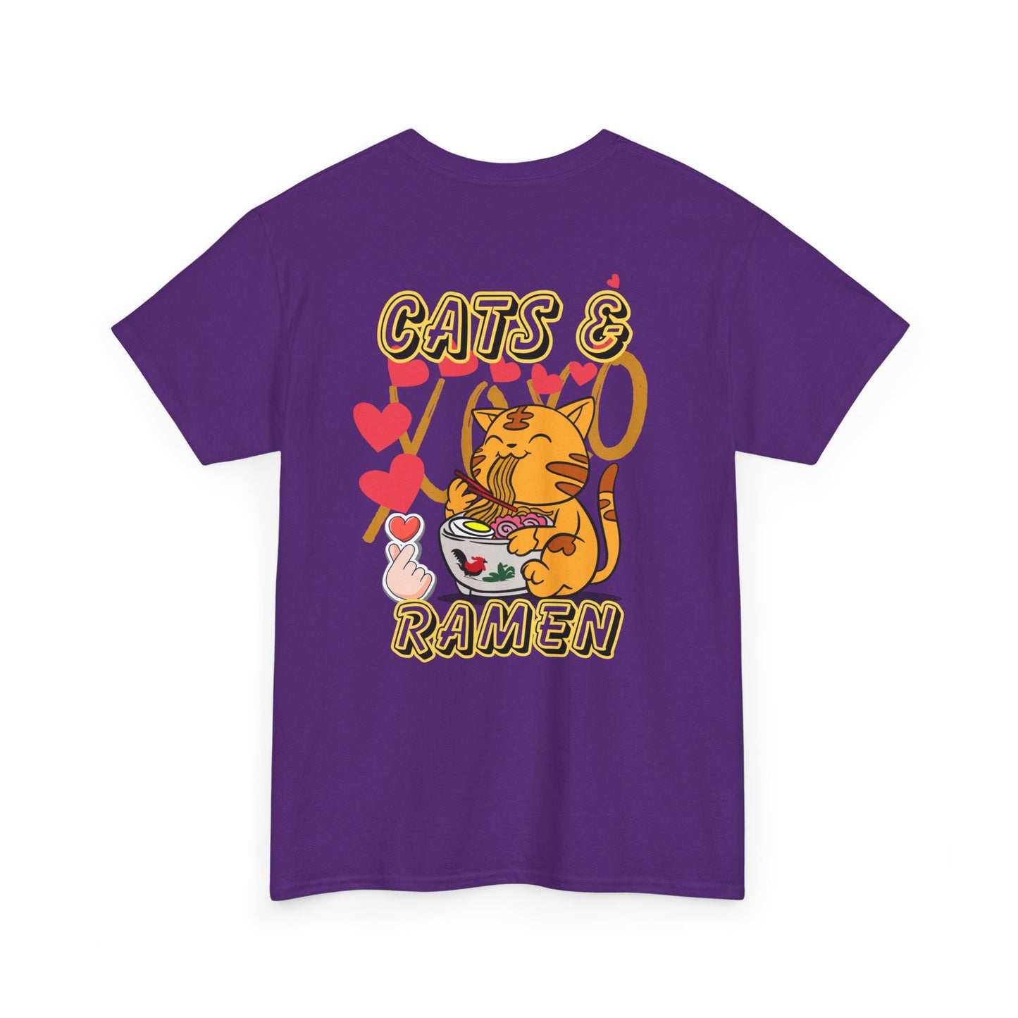 Cute Cat & Ramen Graphic Tee, Fun T-Shirt for Cat Lovers, Gift for Foodies, Casual Wear, Perfect for Parties & Celebrations