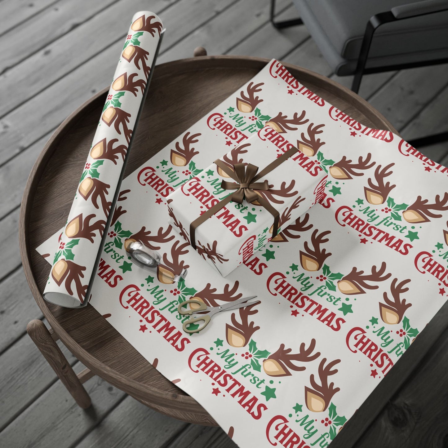 First xmas, Christmas Wrapping, Eco-Friendly Gift Wrap, Seasonal Paper, Unique Gift Packaging