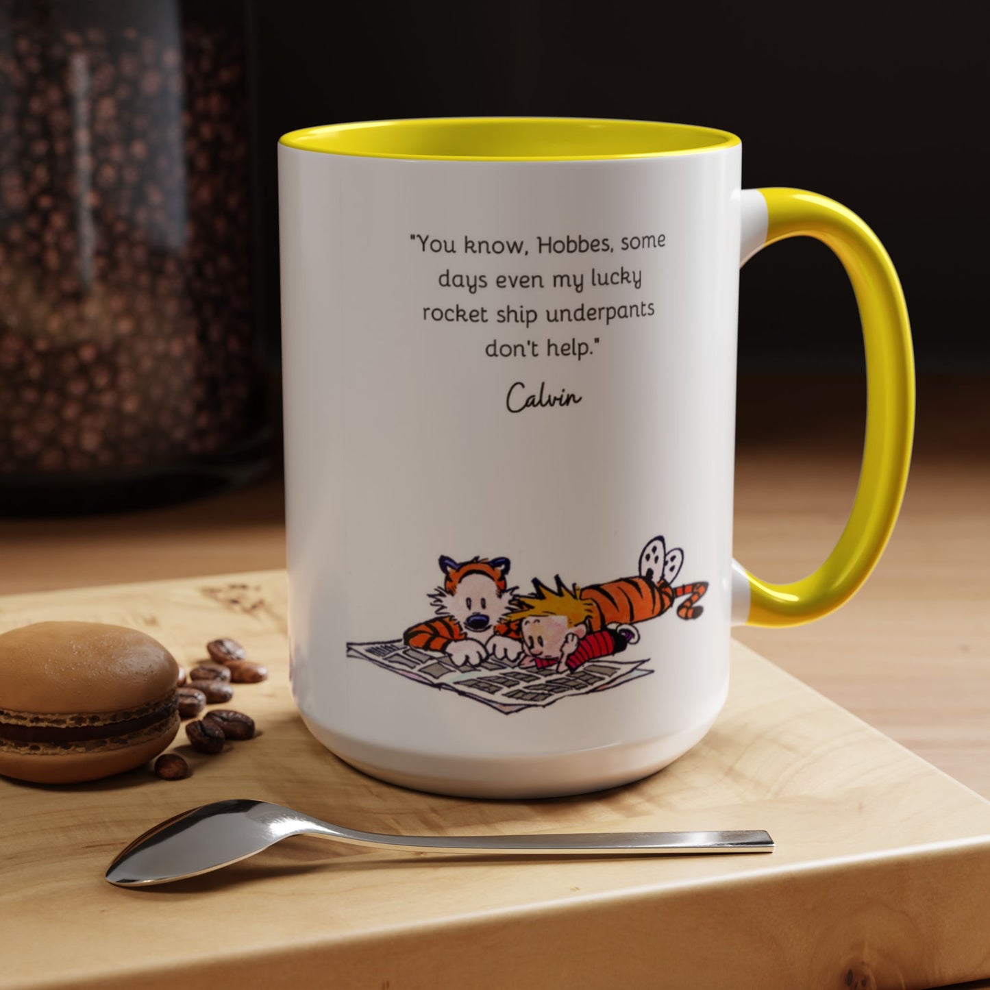 Calvin and Hobbes Inspired Accent Coffee Mug - Fun Gift for Fans, Morning Coffee, Cute Quote Mug, Whimsical Gift, Reading Companion