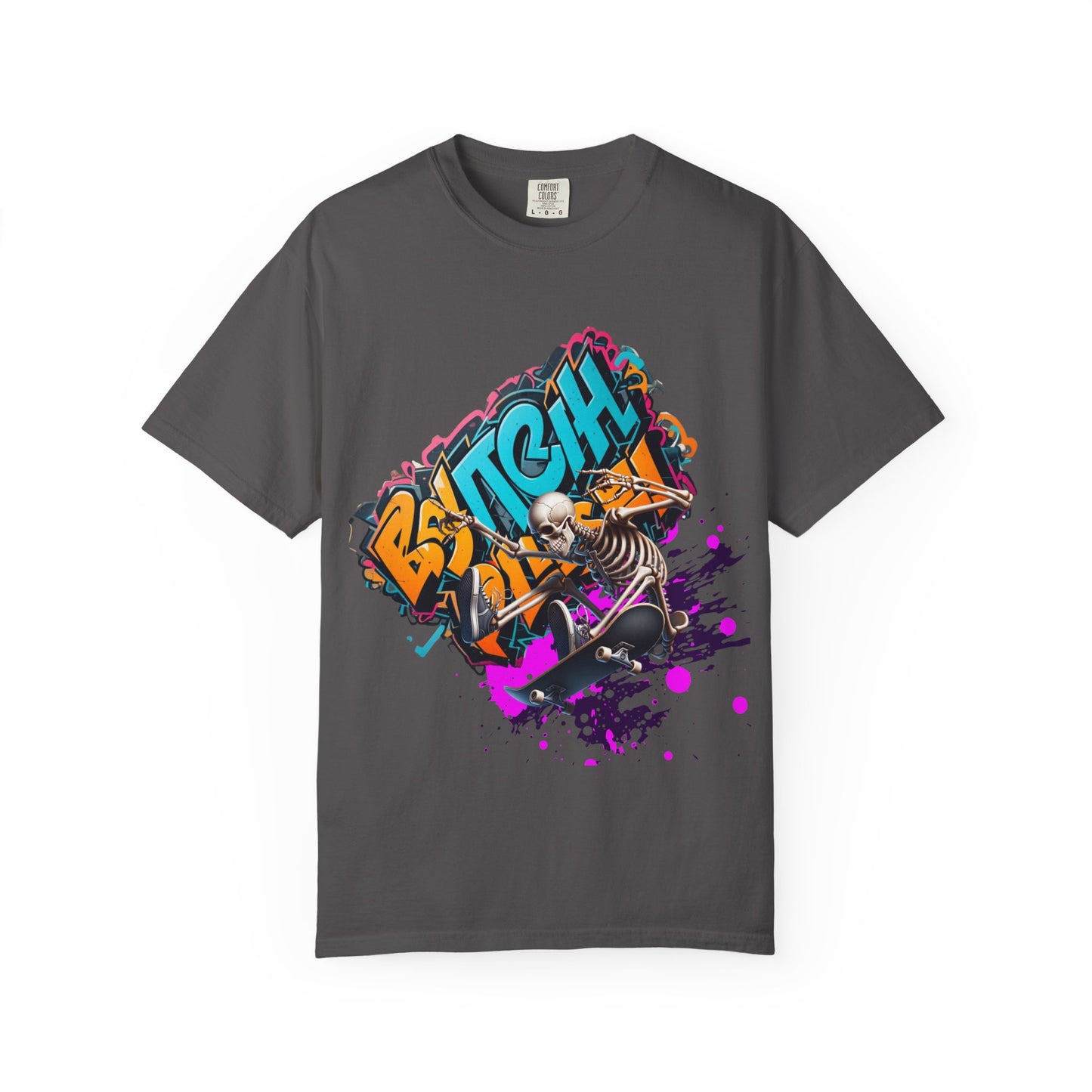 Edgy Skeleton Graffiti T-Shirt, Unisex Graphic Tee, Halloween Costume Shirt, Streetwear Style, Cool Gift for Teens