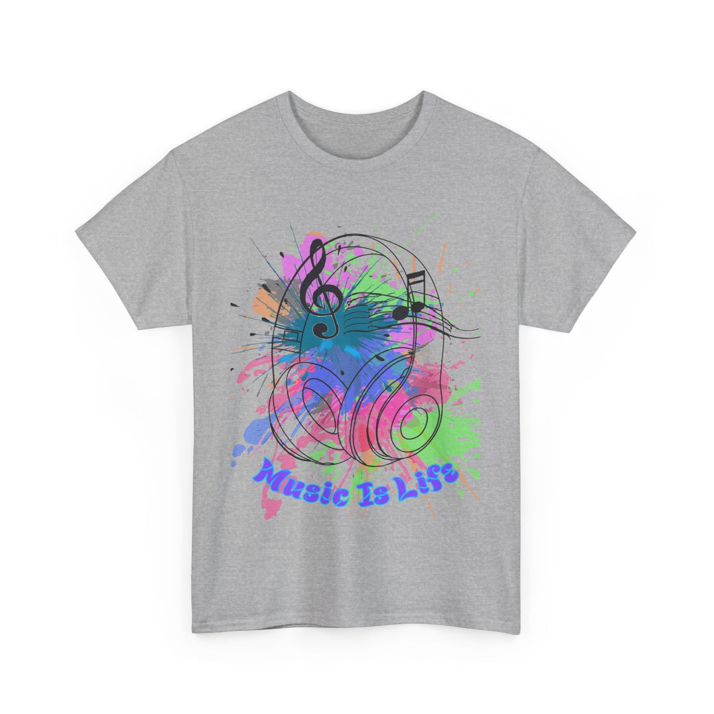 Music Is Life Unisex Heavy Cotton Tee - Perfect for Music Lovers, Gift for Musicians, Concerts, Festivals, Everyday Wear