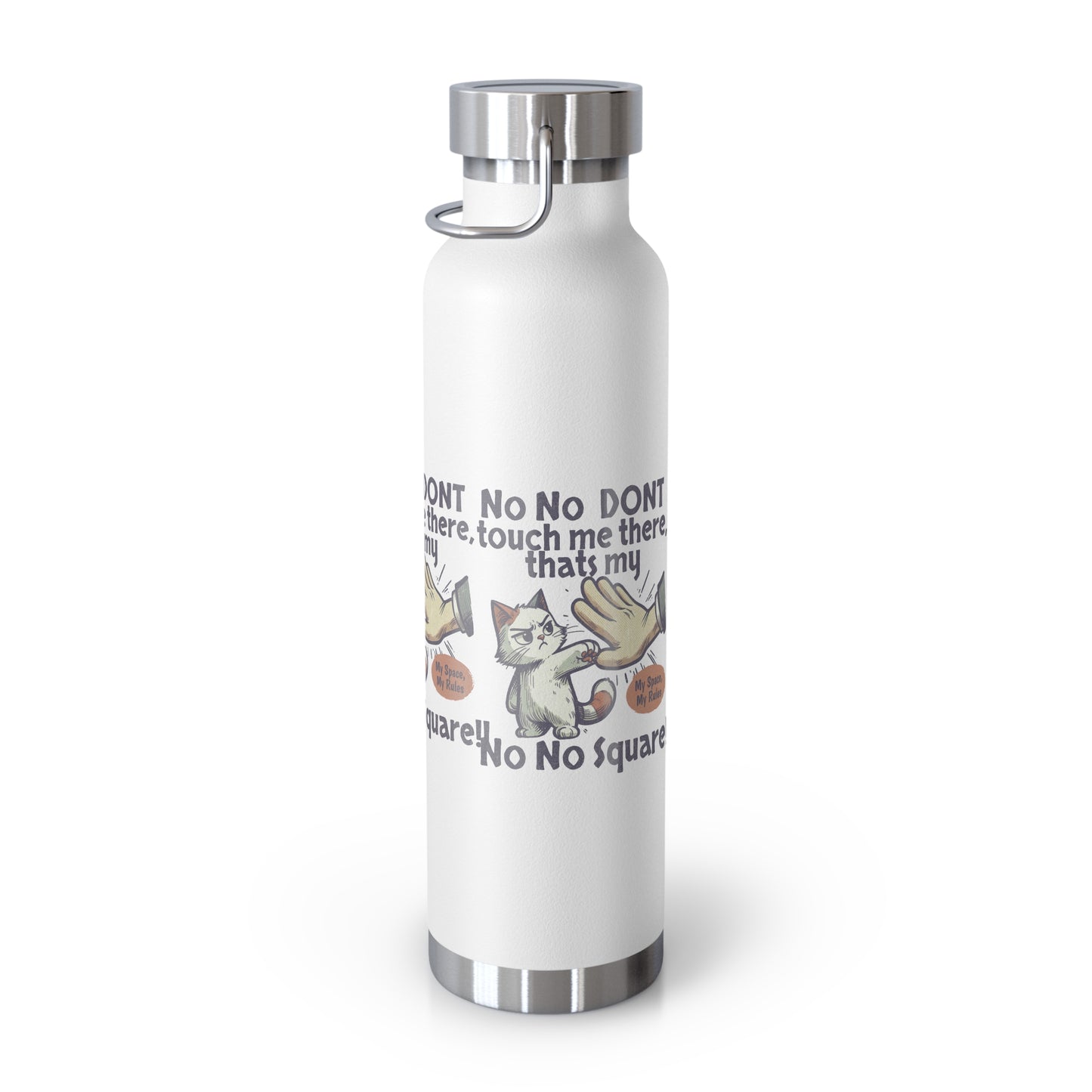 Funny Cat Insulated Water Bottle, 22oz, Laughing Cat Gift, Pet Lover Gift, Humorous Drinkware, Cat Safety Bottle
