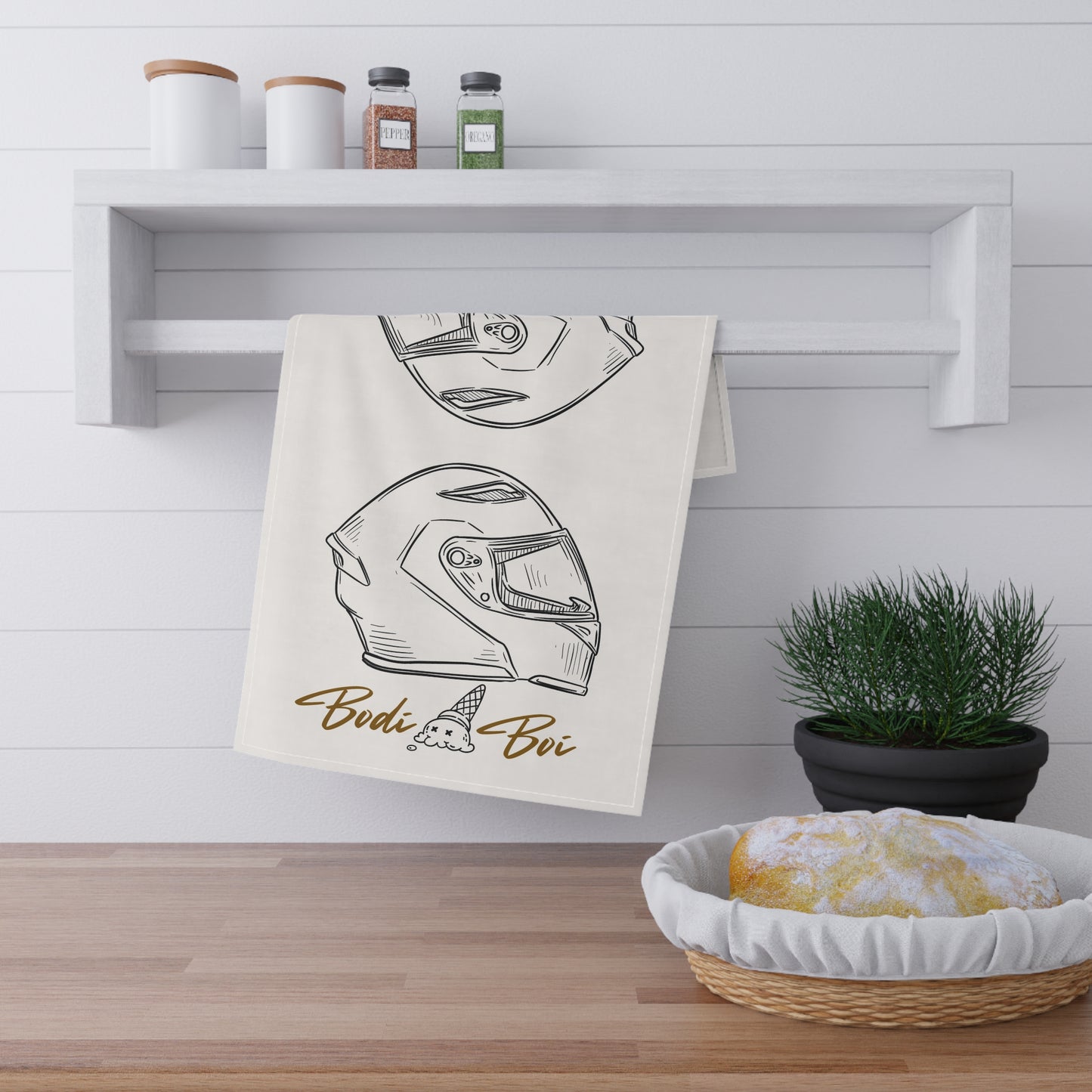 Stylish Bodi Boi Helmet Tea Towels | Fun Kitchen Decor, Unique Gifts, Racing Theme, Ice Cream Design, Home & Kitchen Essentials