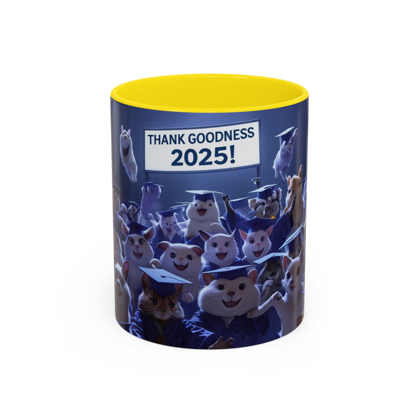 Anime Graduation Theme Accent Coffee Mug - Funny Cat & Dog Design, Perfect Gift for 2025 Grads, Inspirational Coffee Mug, Celebration Mug