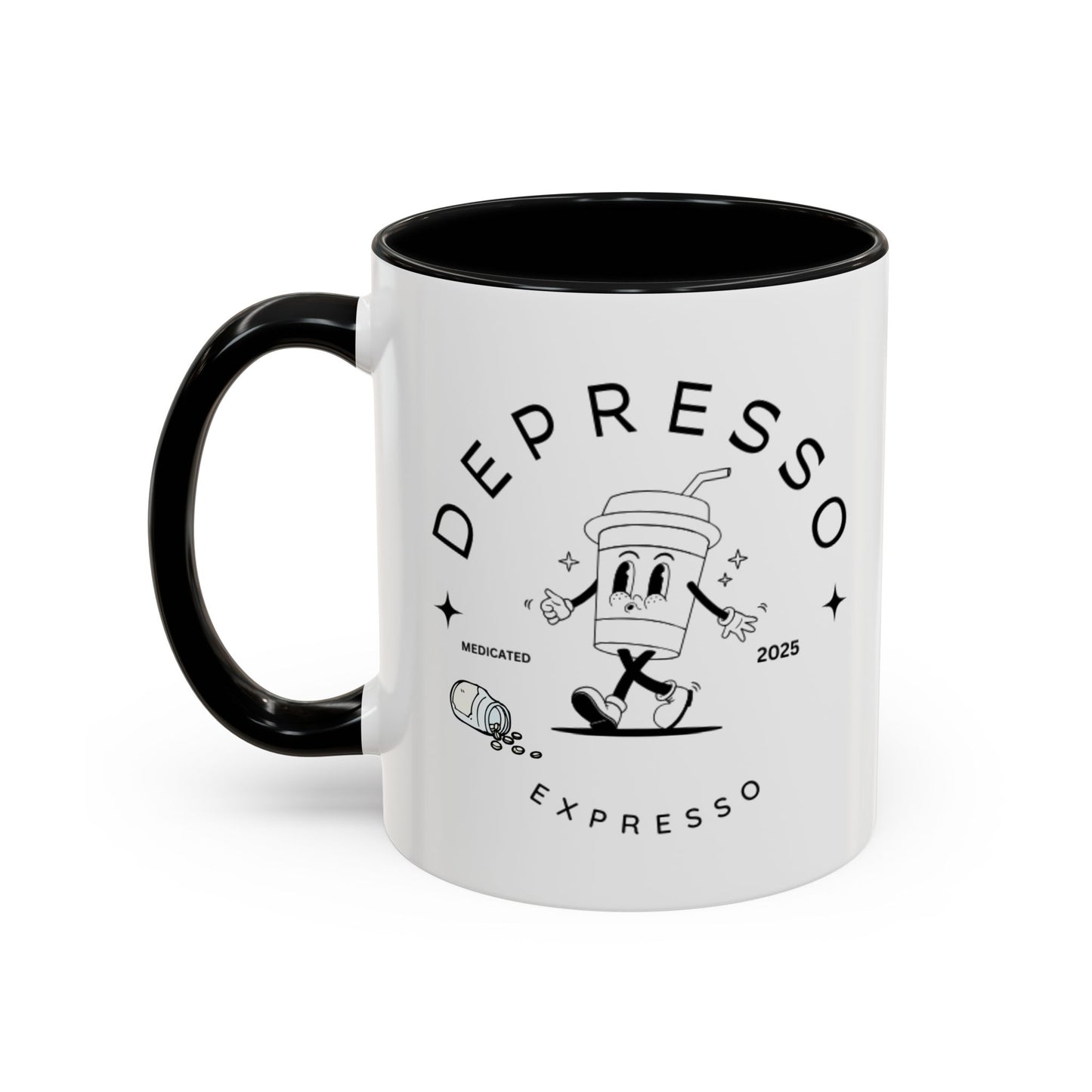Coffee Mug, Funny Espresso Mug, Gift for Coffee Lovers, Depresso Expresso Humor Cup, Kitchen Decor, Barista Gift, Quirky Beverage Cup,