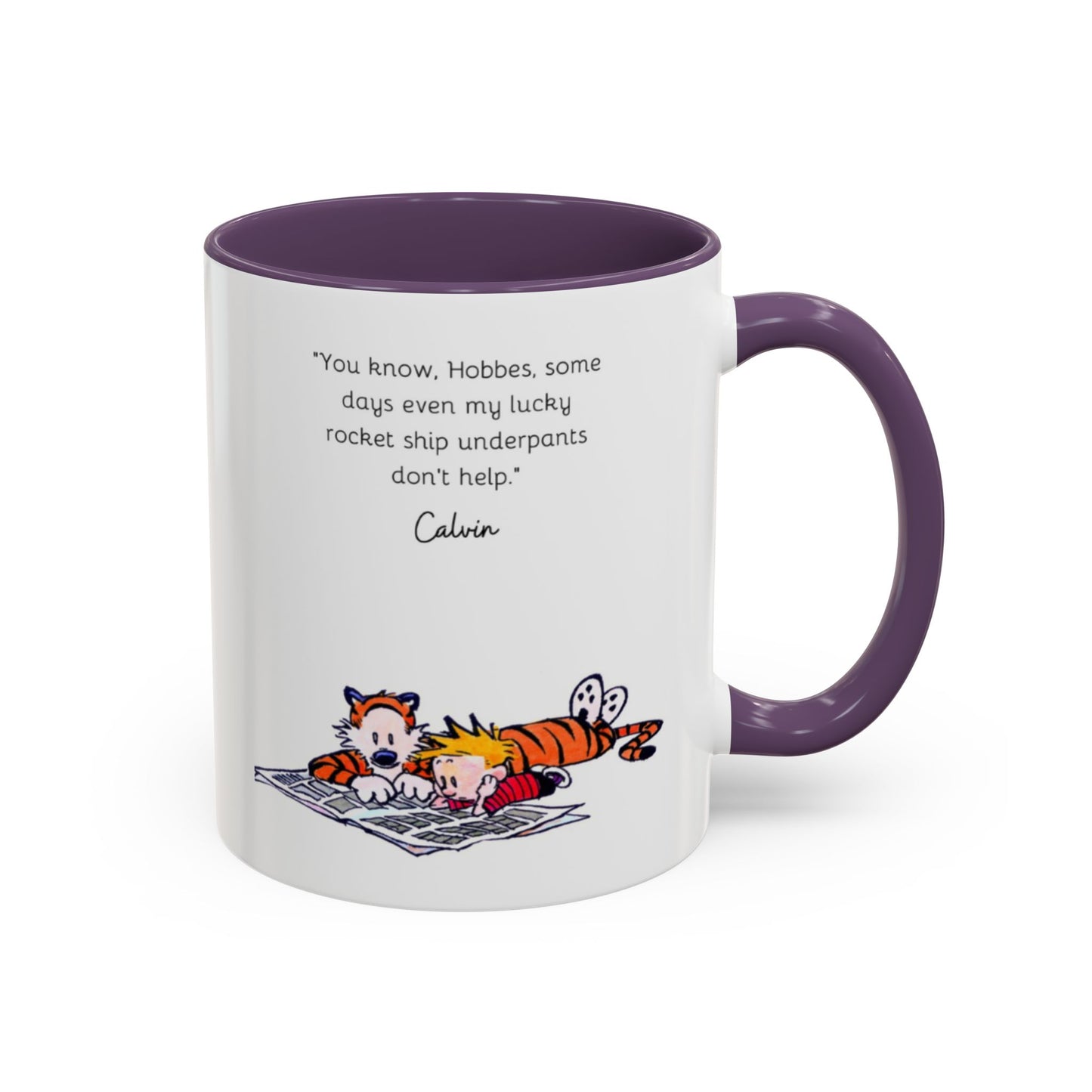 Calvin and Hobbes Inspired Accent Coffee Mug - Fun Gift for Fans, Morning Coffee, Cute Quote Mug, Whimsical Gift, Reading Companion