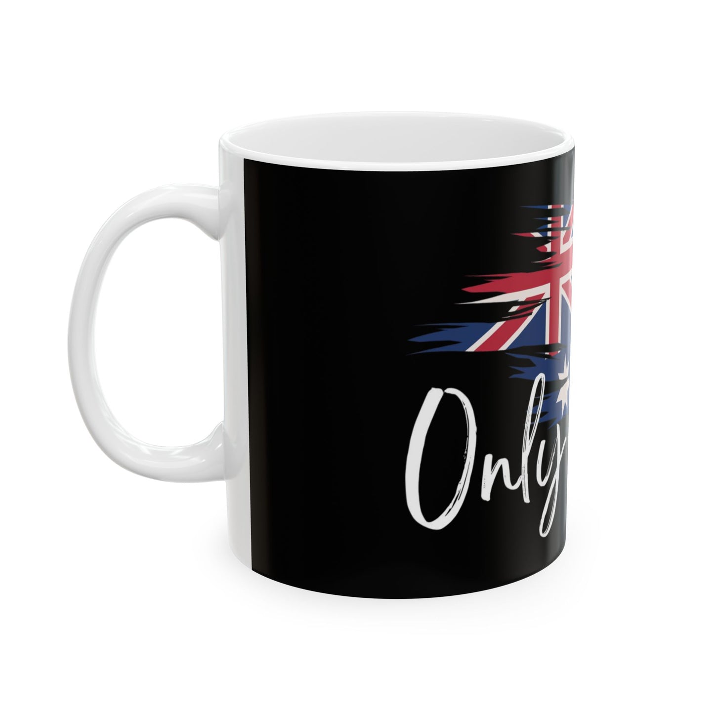 Ceramic Mug with Australian Flag only one Design, Perfect for Coffee Lovers, Gift for Australia Day, Personalized Travel Mug, Black and White Decor