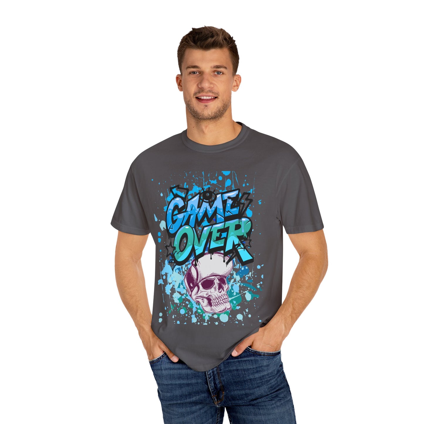 Gamer Skull T-shirt, Unisex Graphic Tee, Game Over Apparel, Casual Wear, Gift for Gamers, Streetwear, Cool Graphic Shirt