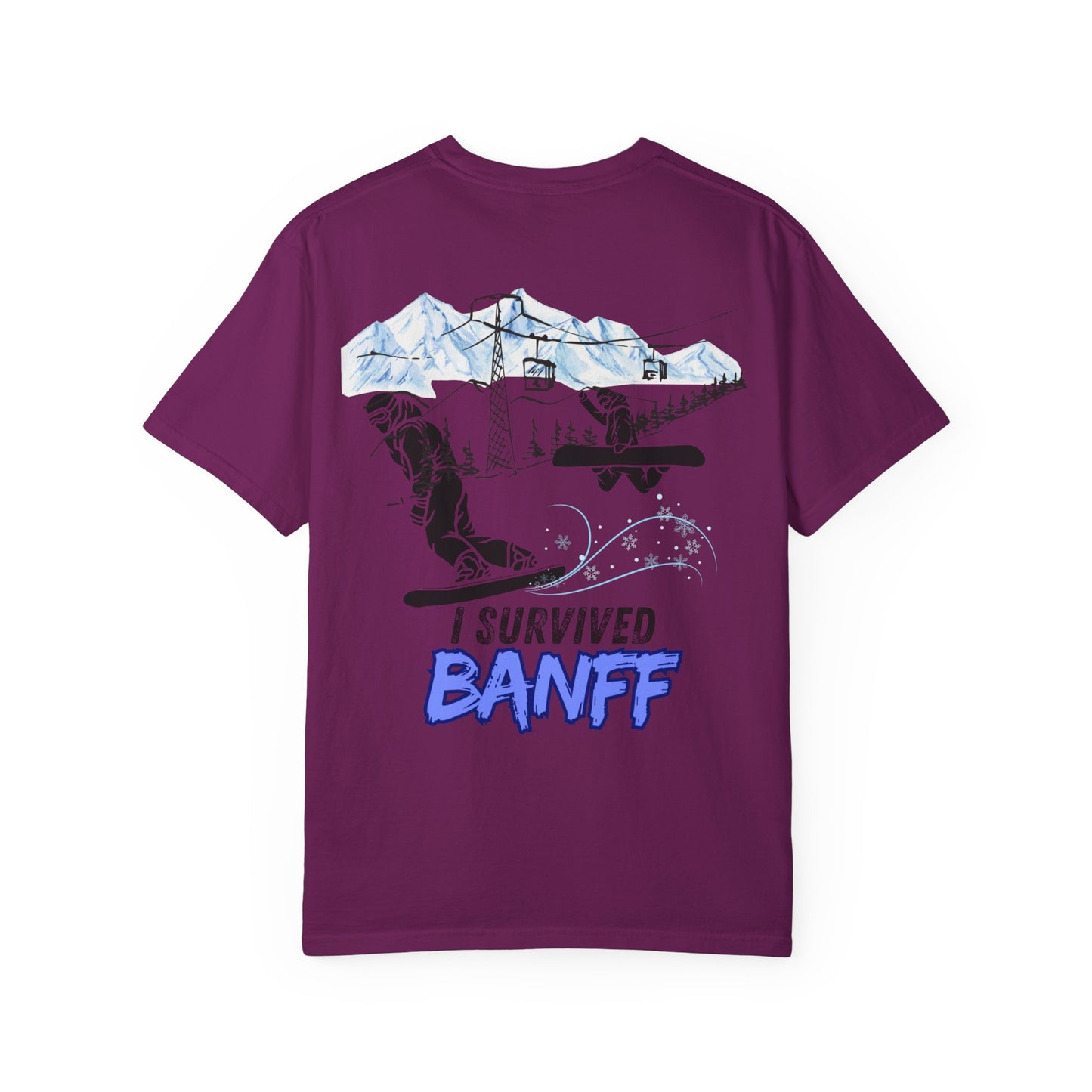 Banff Ski Adventure T-Shirt - Unisex Garment-Dyed Tee, Snowboarder Gift, Winter Sports Apparel, Ski Trip Souvenir, Funny Travel Shirt
