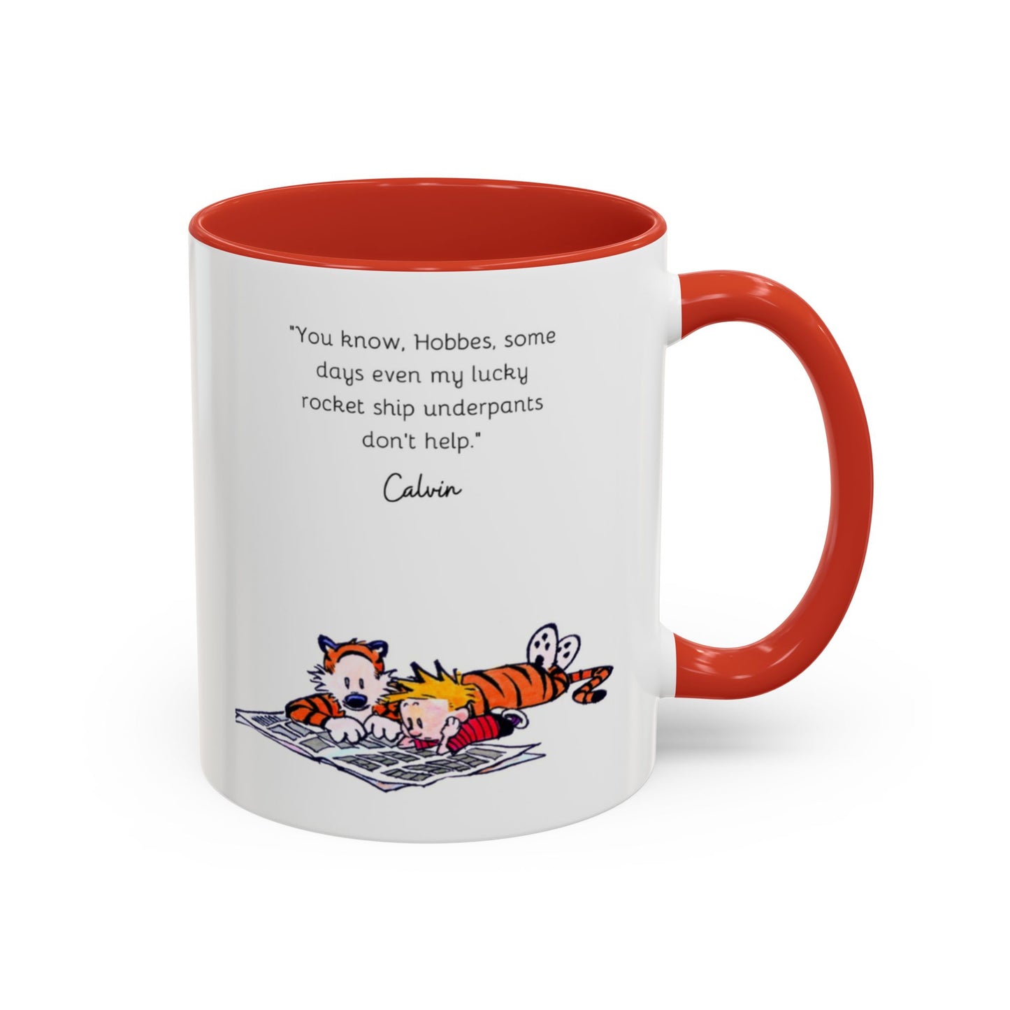 Calvin and Hobbes Inspired Accent Coffee Mug - Fun Gift for Fans, Morning Coffee, Cute Quote Mug, Whimsical Gift, Reading Companion