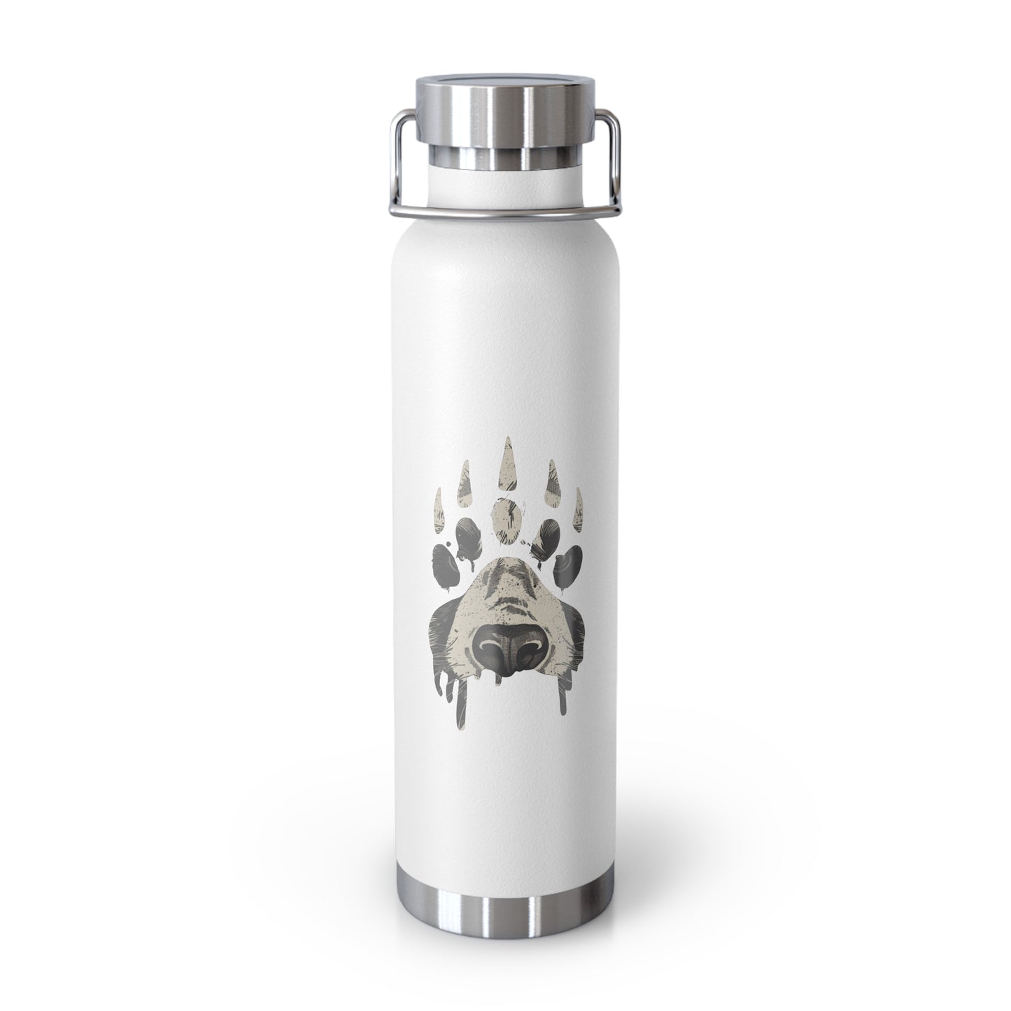 Bear Paw Insulated Water Bottle, 22oz Metal Flask, Eco-Friendly Travel Mug, Outdoor Sports Gear, Wildlife Lover Gift