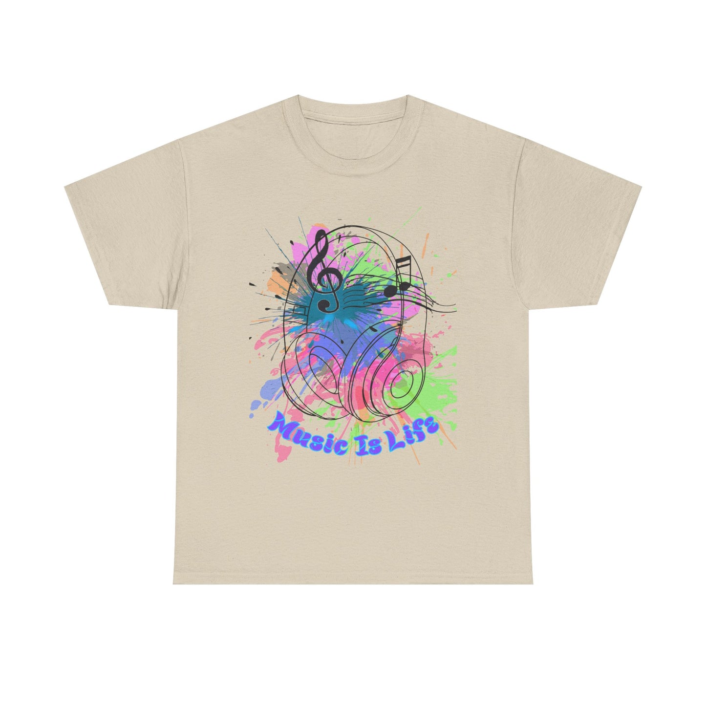 Music Is Life Unisex Heavy Cotton Tee - Perfect for Music Lovers, Gift for Musicians, Concerts, Festivals, Everyday Wear