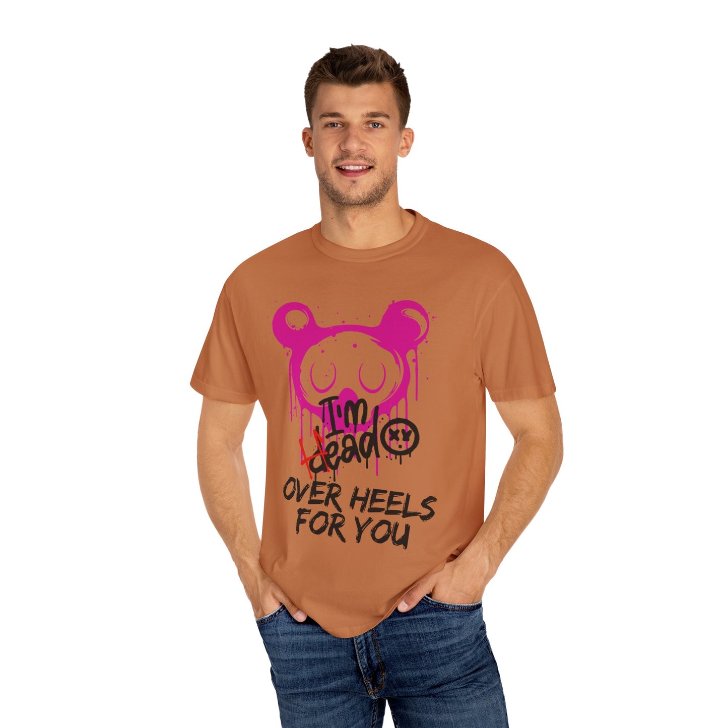 Head Over Heels T-Shirt with Cute Design, Perfect Gift for Friends, Casual Wear, Valentine's Day, Year-Round Fashion