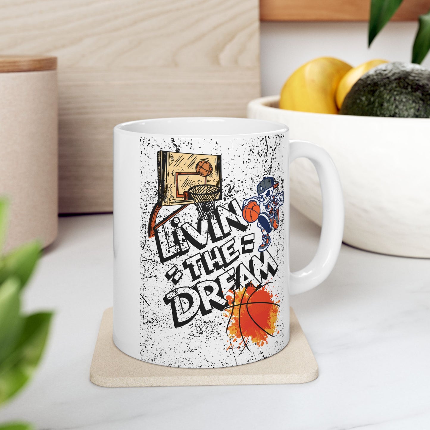 Artistic Basketball Ceramic Mug - Perfect for Sports Fans, Gifts for Him, Unique Coffee Cup, Basketball Lover's Gift, Home & Office Decor