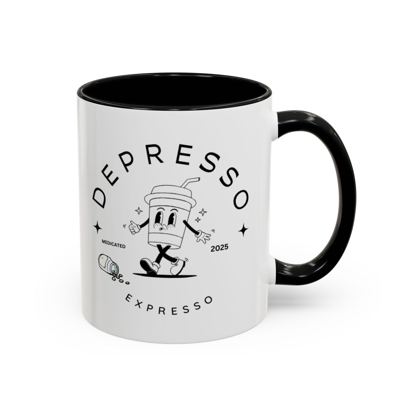 Coffee Mug, Funny Espresso Mug, Gift for Coffee Lovers, Depresso Expresso Humor Cup, Kitchen Decor, Barista Gift, Quirky Beverage Cup,