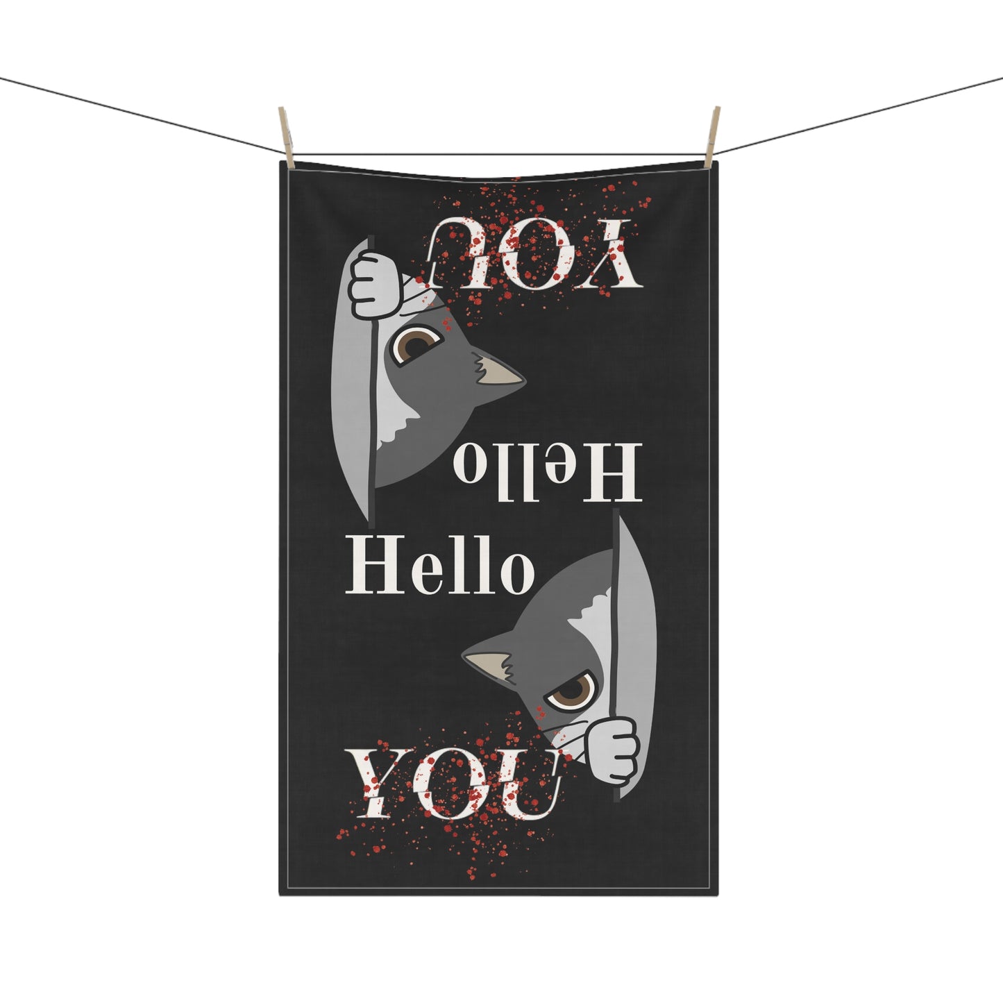 YOU Themed Tea Towels | Hello You Kitchen Decor, Cat Lover Gift, Funny Kitchen Towel, Gift for Cat Moms, Unique Home Decor