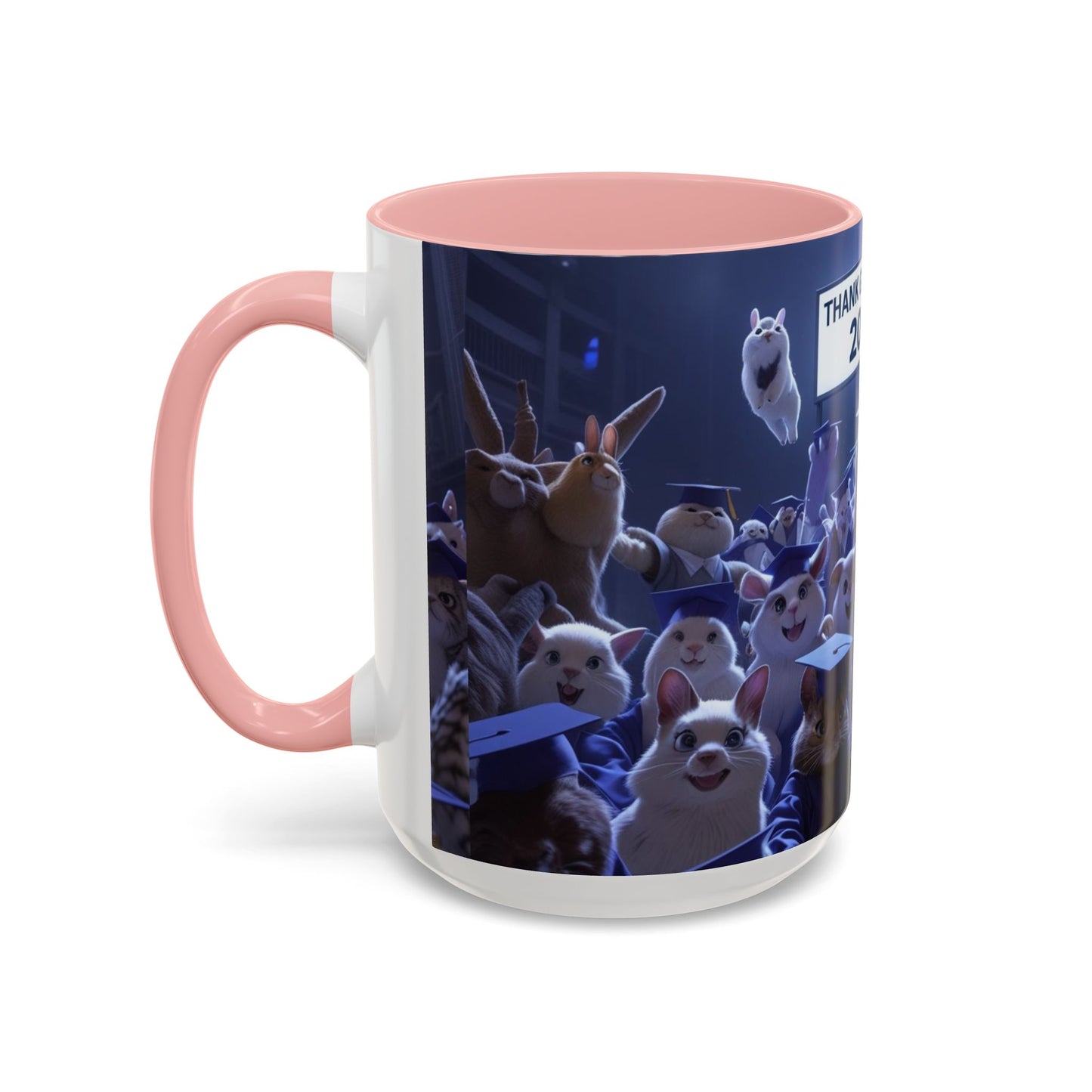 Anime Graduation Theme Accent Coffee Mug - Funny Cat & Dog Design, Perfect Gift for 2025 Grads, Inspirational Coffee Mug, Celebration Mug