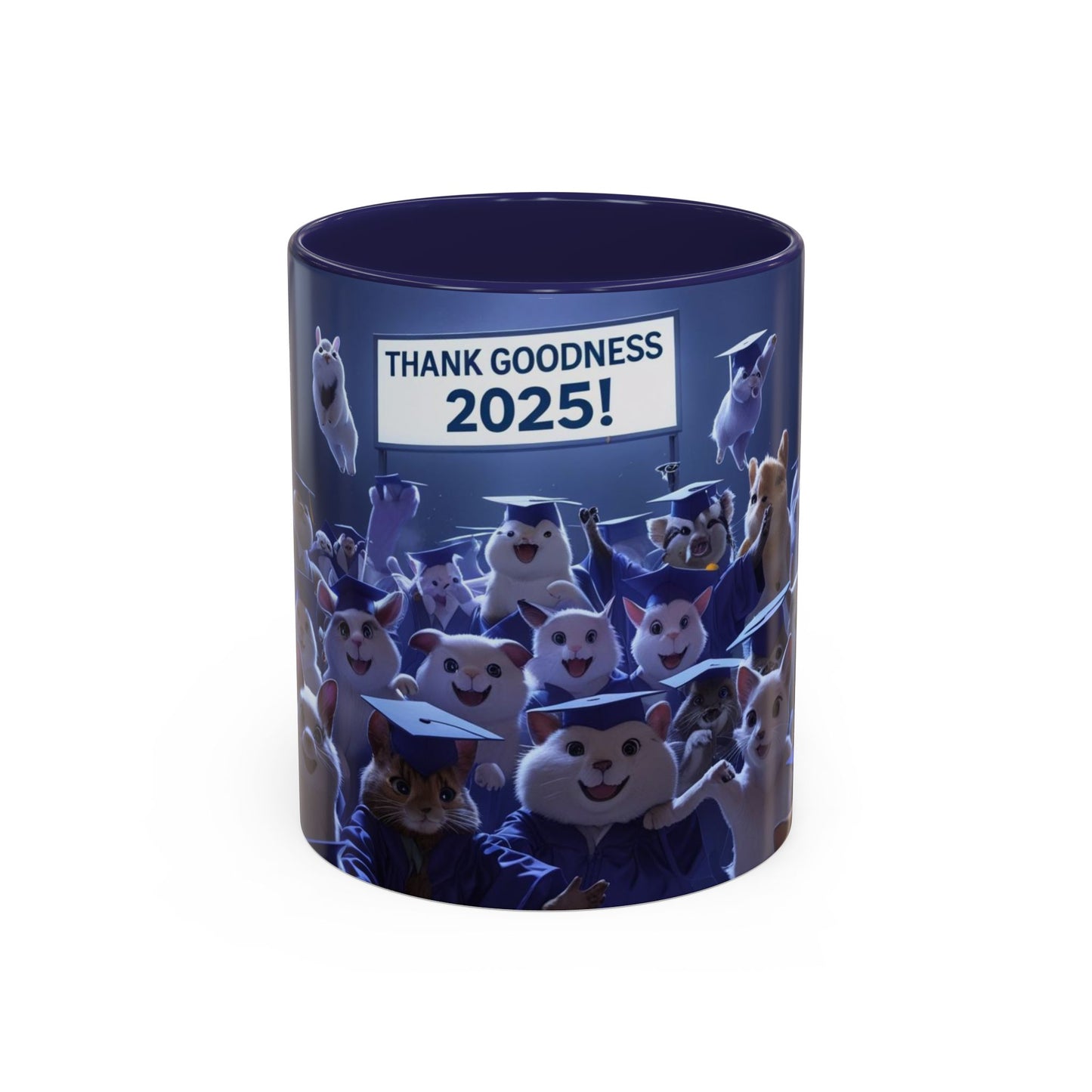 Anime Graduation Theme Accent Coffee Mug - Funny Cat & Dog Design, Perfect Gift for 2025 Grads, Inspirational Coffee Mug, Celebration Mug