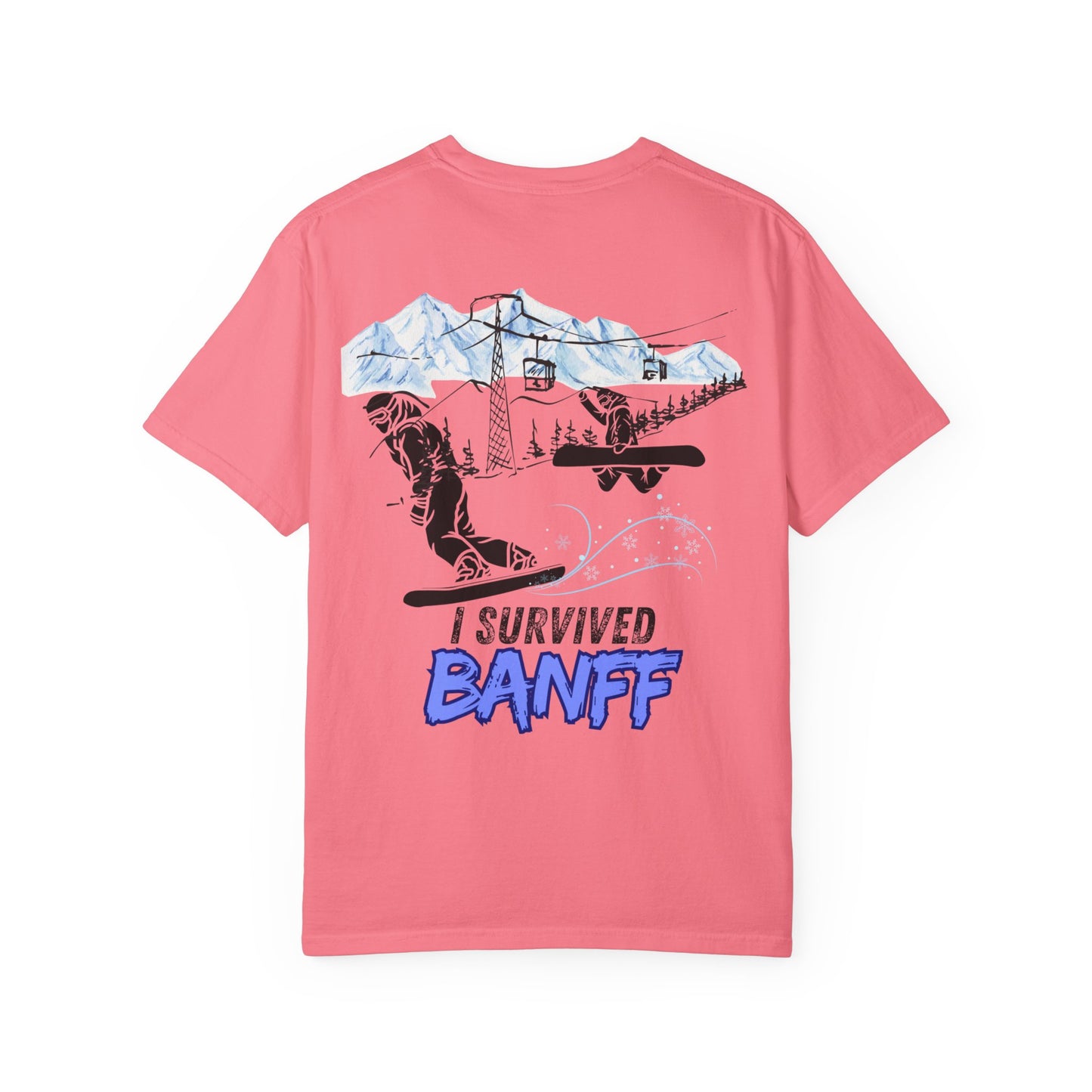 Banff Ski Adventure T-Shirt - Unisex Garment-Dyed Tee, Snowboarder Gift, Winter Sports Apparel, Ski Trip Souvenir, Funny Travel Shirt
