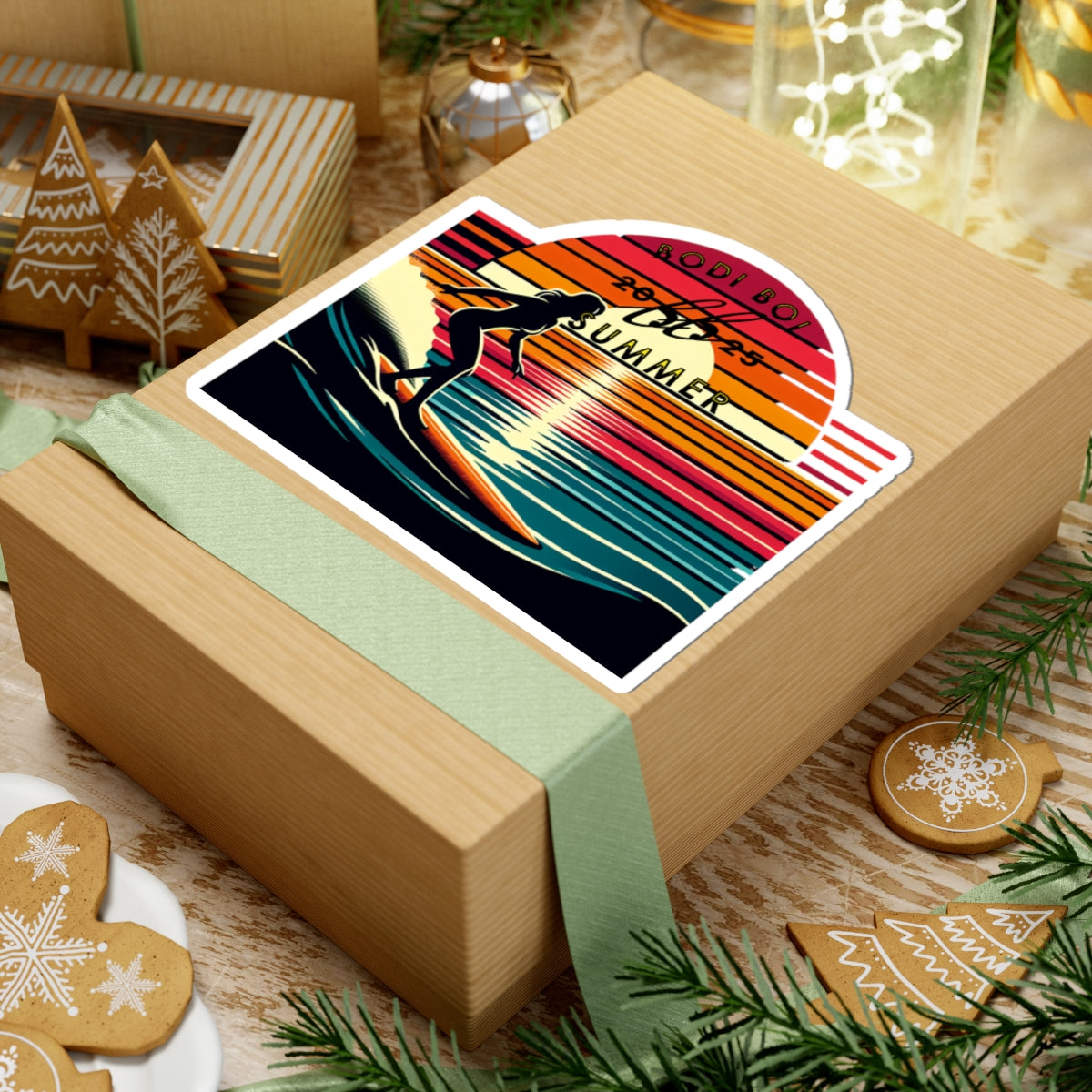 Retro Surf Kiss-Cut Stickers | Summer Vibes, Beach Decor, Laptop Stickers, Surfing Gifts, Ocean Lovers