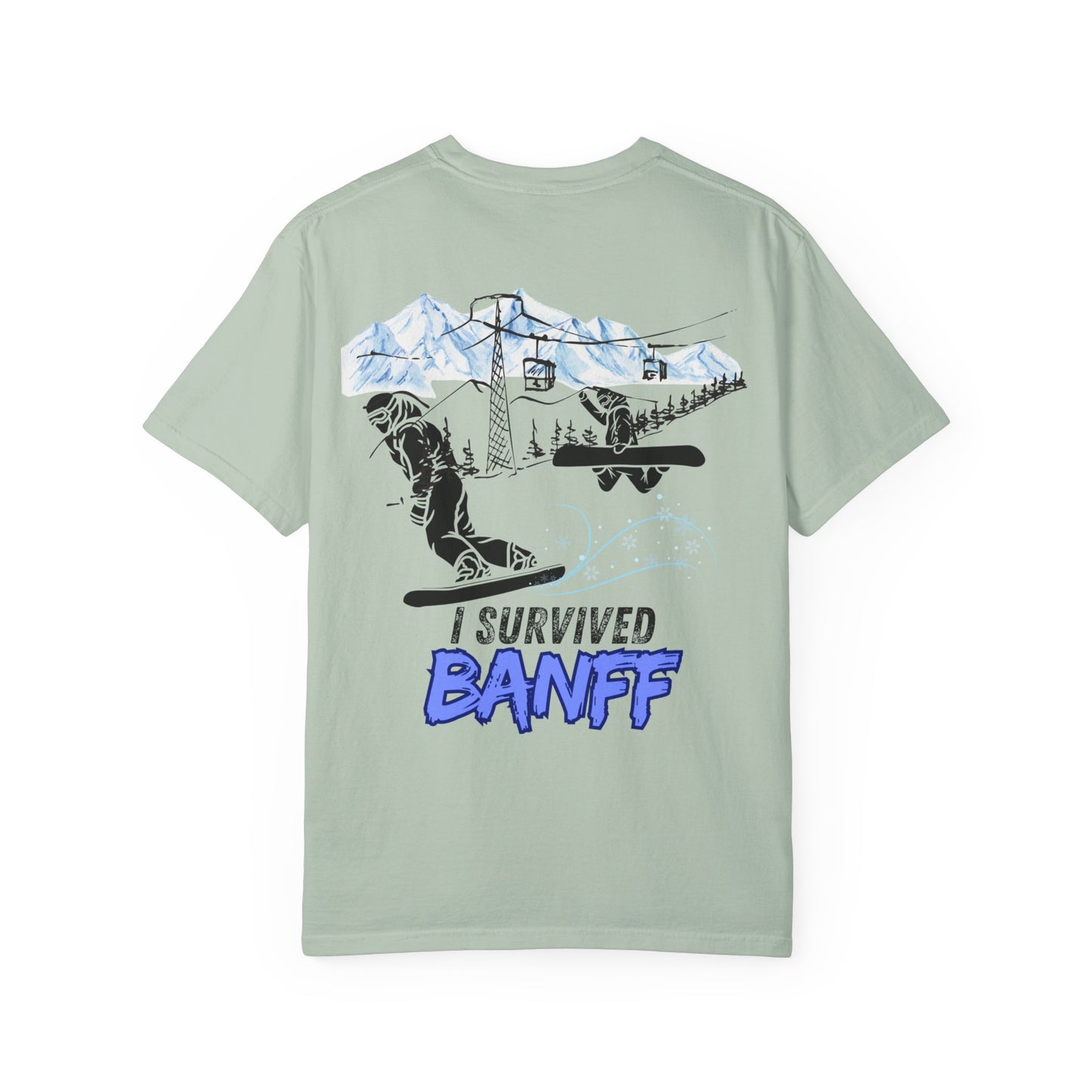 Banff Ski Adventure T-Shirt - Unisex Garment-Dyed Tee, Snowboarder Gift, Winter Sports Apparel, Ski Trip Souvenir, Funny Travel Shirt