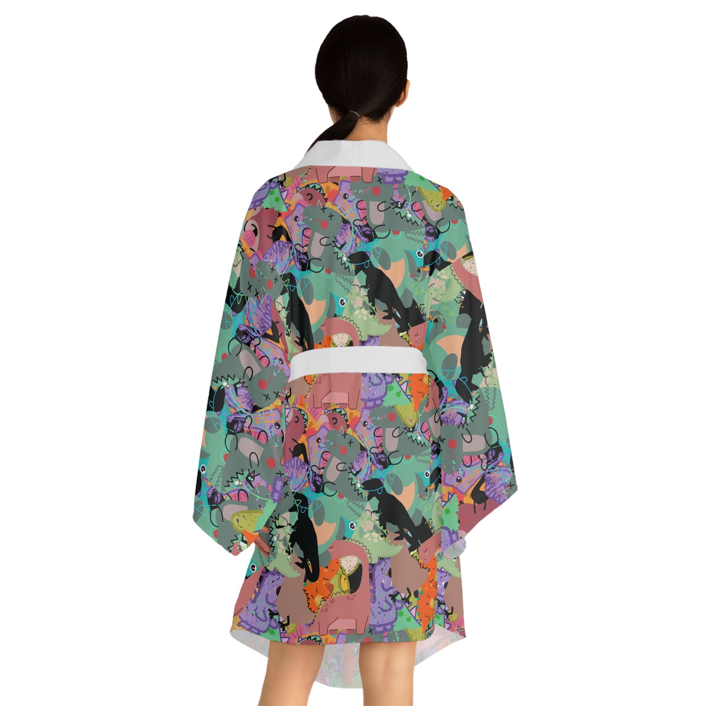 Vibrant Animal Print Long Sleeve Kimono Robe, Cozy Loungewear, Gift for Her, Relaxation, Holiday Gift, Stylish Homewear