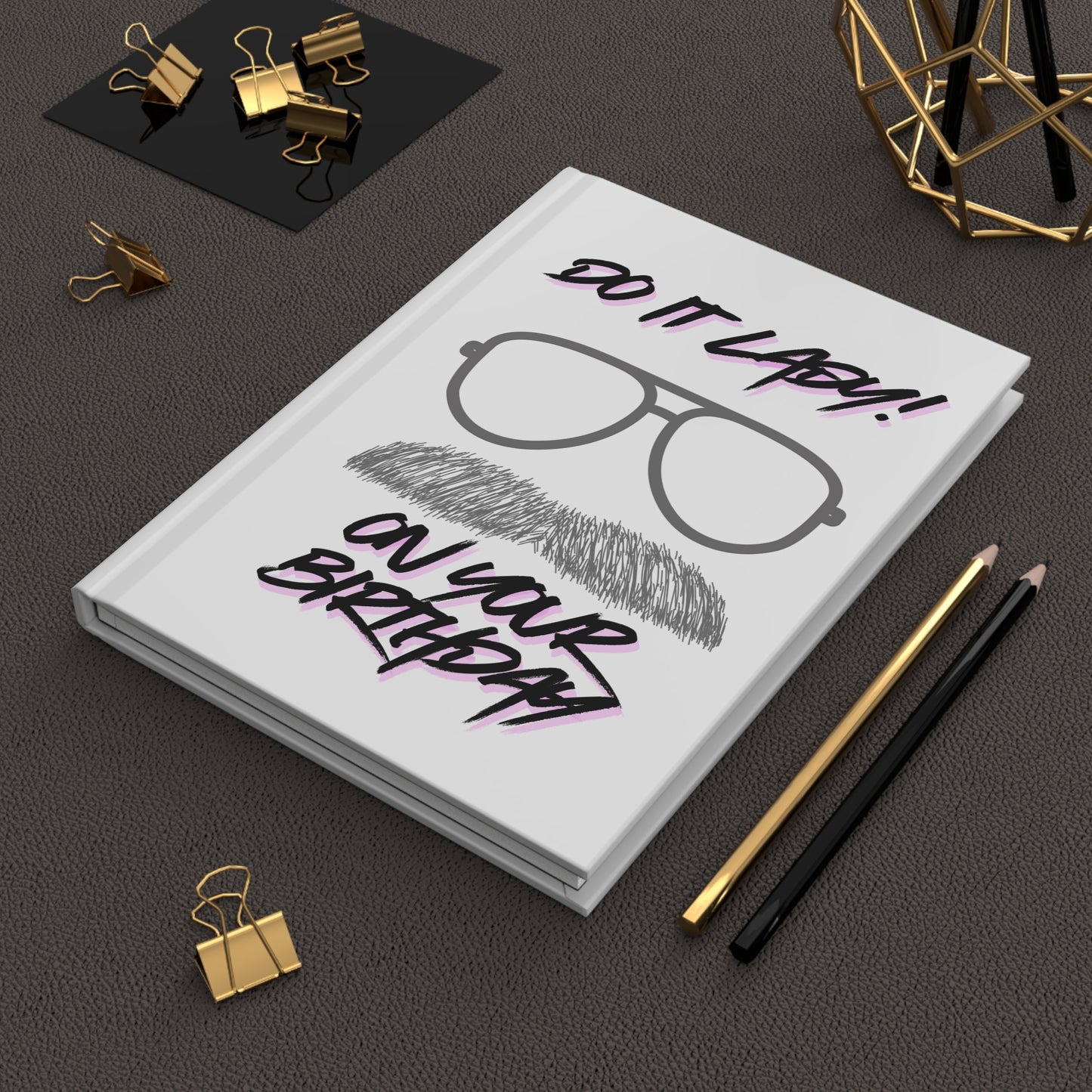 Birthday Journal for Lazy Souls, Gift for Him, Do It Lazy!, Funny Journal, Unique Birthday Gift, Creative Writing Notebook, Mustache Design