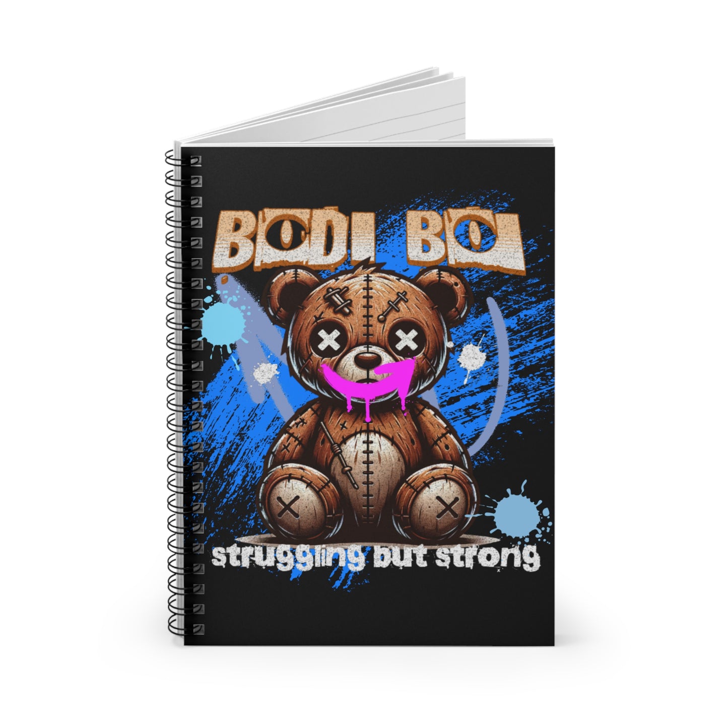 Gritty Bear Spiral Notebook, Cute Journal for Kids, School Supplies, Motivation Diary, Gift for Students