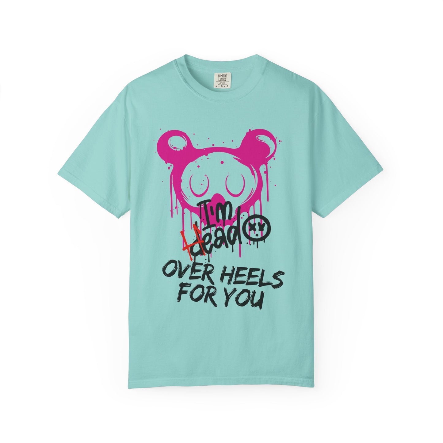 Head Over Heels T-Shirt with Cute Design, Perfect Gift for Friends, Casual Wear, Valentine's Day, Year-Round Fashion