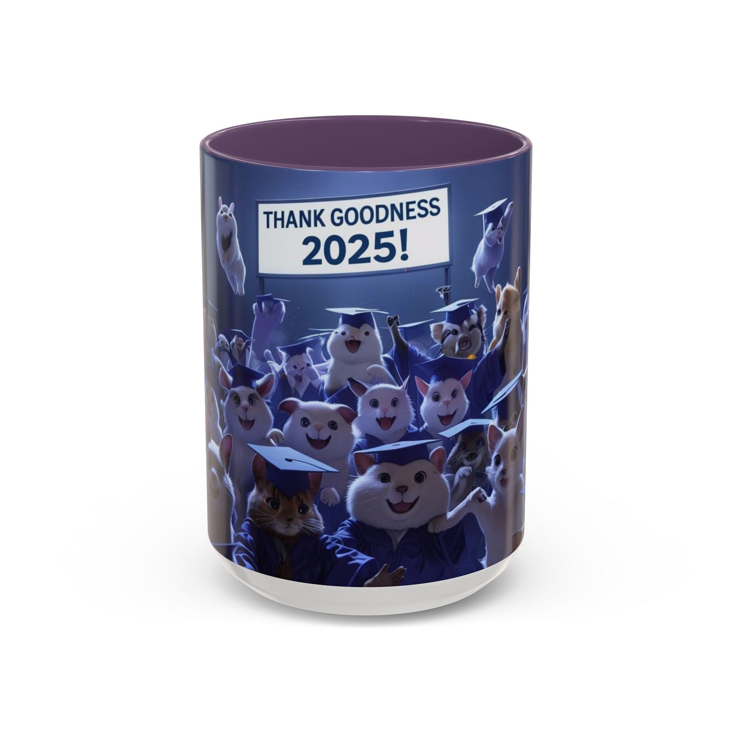 Anime Graduation Theme Accent Coffee Mug - Funny Cat & Dog Design, Perfect Gift for 2025 Grads, Inspirational Coffee Mug, Celebration Mug