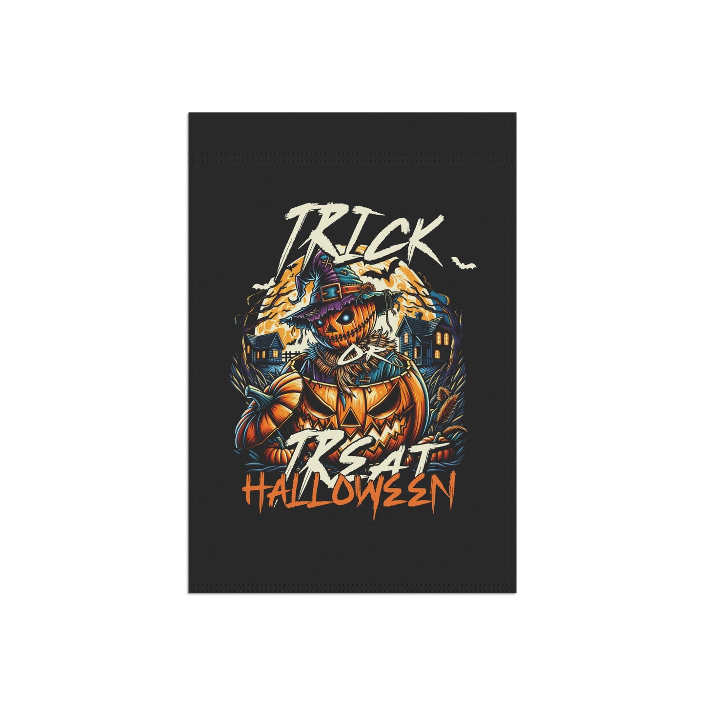 Halloween Garden Flag, Trick or Treat Banner, Scarecrow Decoration, Spooky Outdoor Decor, Fall Home Accents