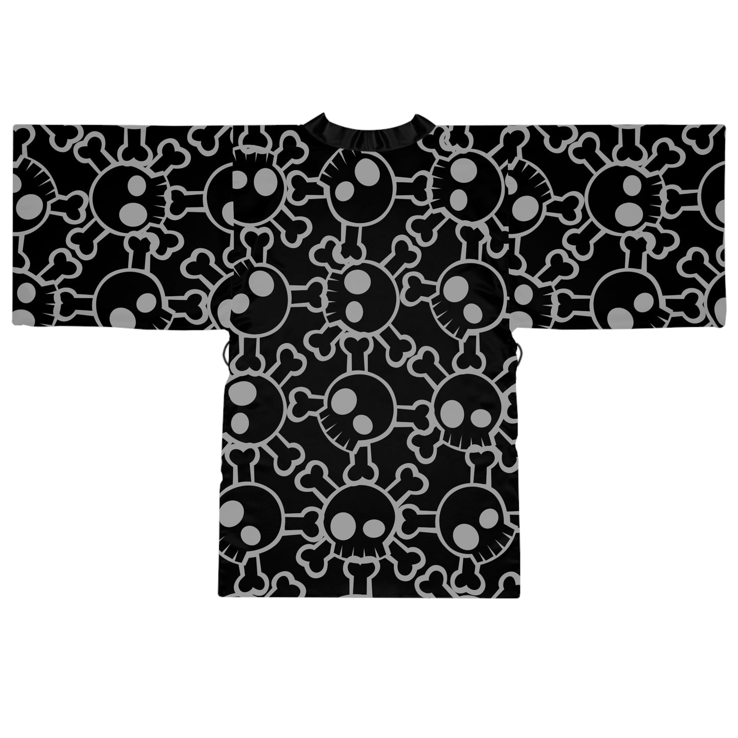 Gothic Skull Print Long Sleeve Kimono Robe, Stylish Loungewear, Alternative Fashion, Edgy Gift, Cozy Layering Piece, Halloween Outfit