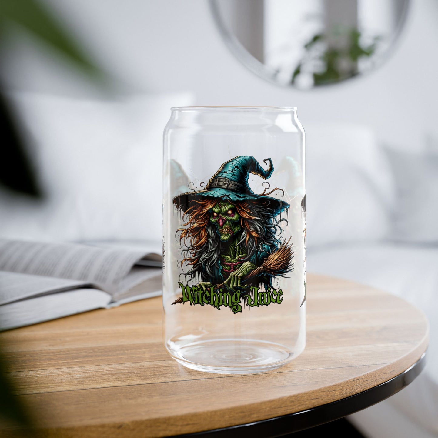 Witchy Sipper Glass | 16oz | Halloween Drinkware, Spooky Decor, Gift for Witch Lovers, Eco-Friendly Straw, Kitchen Accessory
