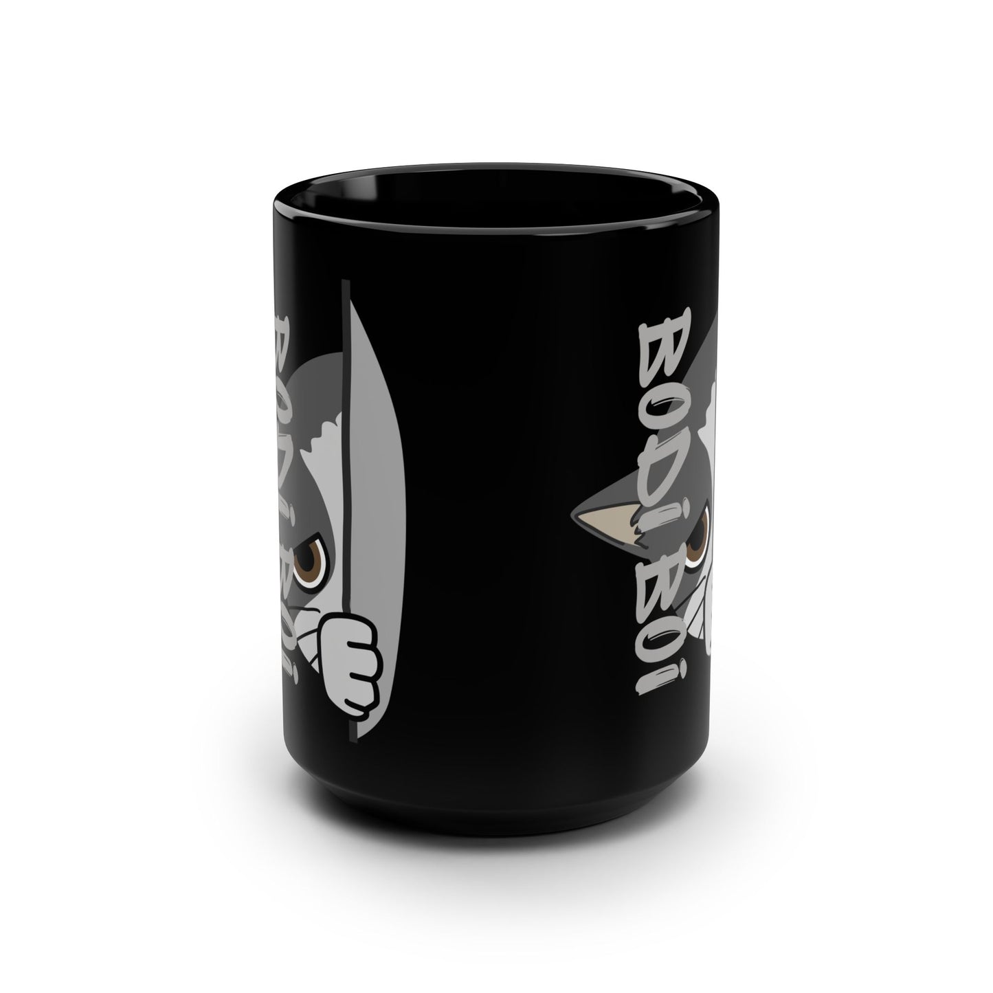 Cute Cat Mug, Bodi Boi Coffee Cup, Fun Cat Lover Gift, Black 15oz Ceramic Mug, Feline Home Decor, Pet-Themed Drinkware