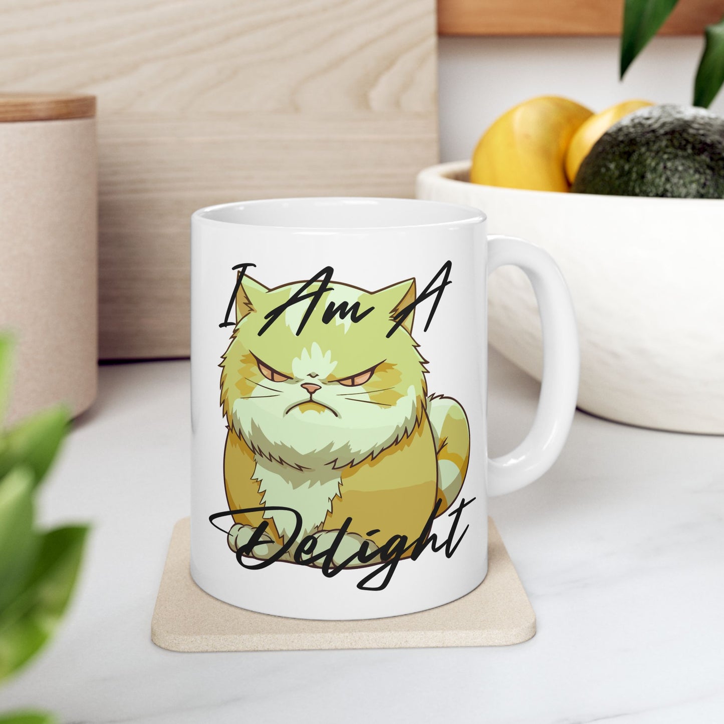 Paw-steely I'm a delight Cozy Cat Mug, Perfect Gift for Cat Lovers, Cute Animal Drinkware, Pet-Themed Birthday Gift, Coffee or Tea Lover's Essential