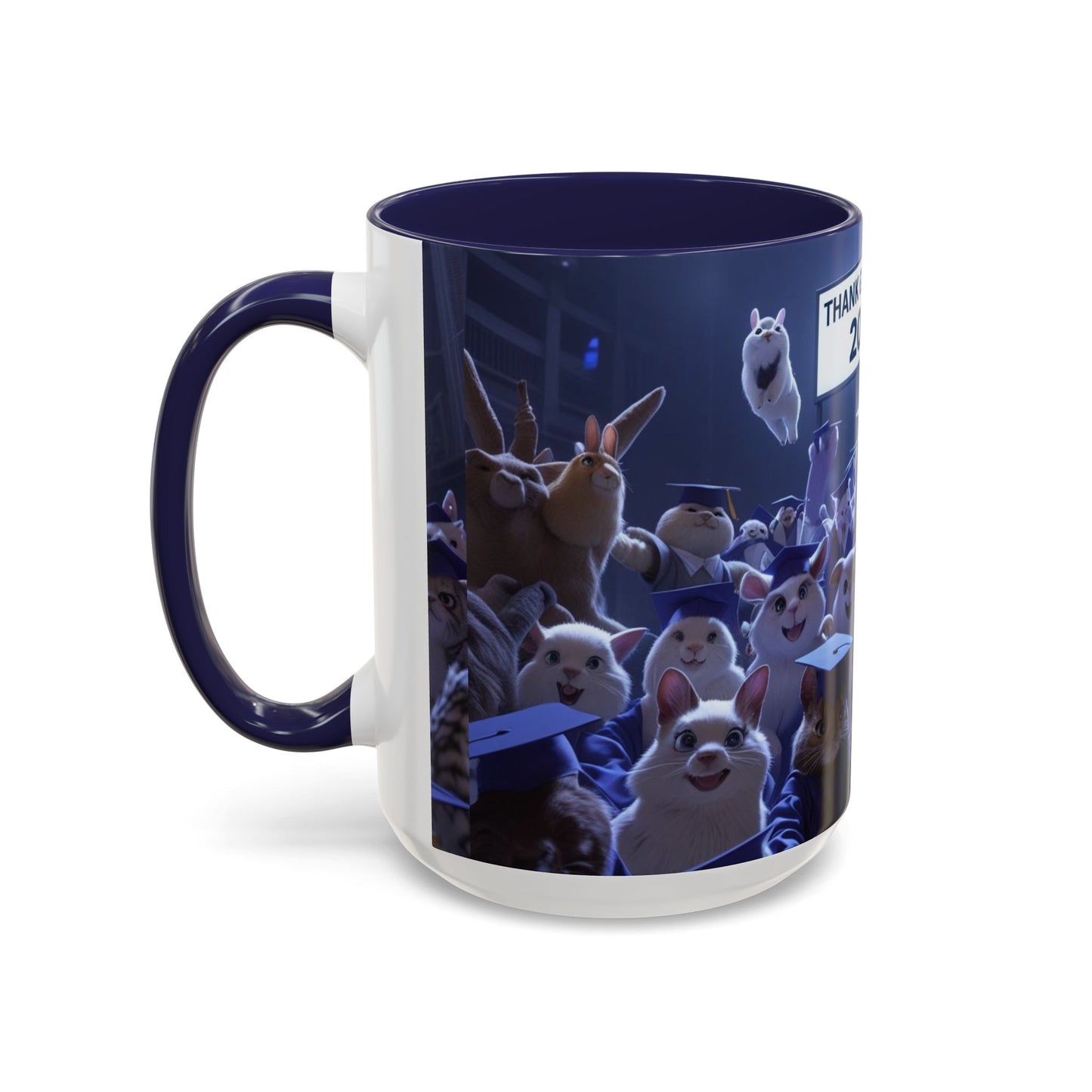 Anime Graduation Theme Accent Coffee Mug - Funny Cat & Dog Design, Perfect Gift for 2025 Grads, Inspirational Coffee Mug, Celebration Mug