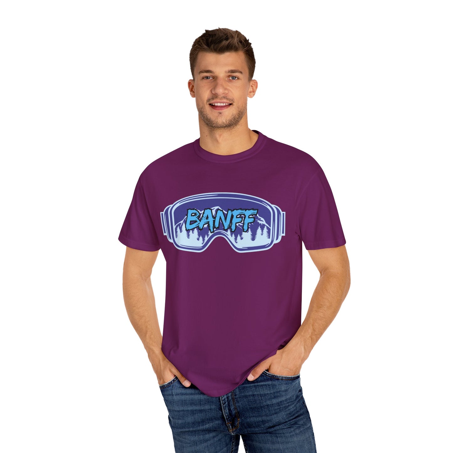 Banff Ski Adventure T-Shirt - Unisex Garment-Dyed Tee, Snowboarder Gift, Winter Sports Apparel, Ski Trip Souvenir, Funny Travel Shirt