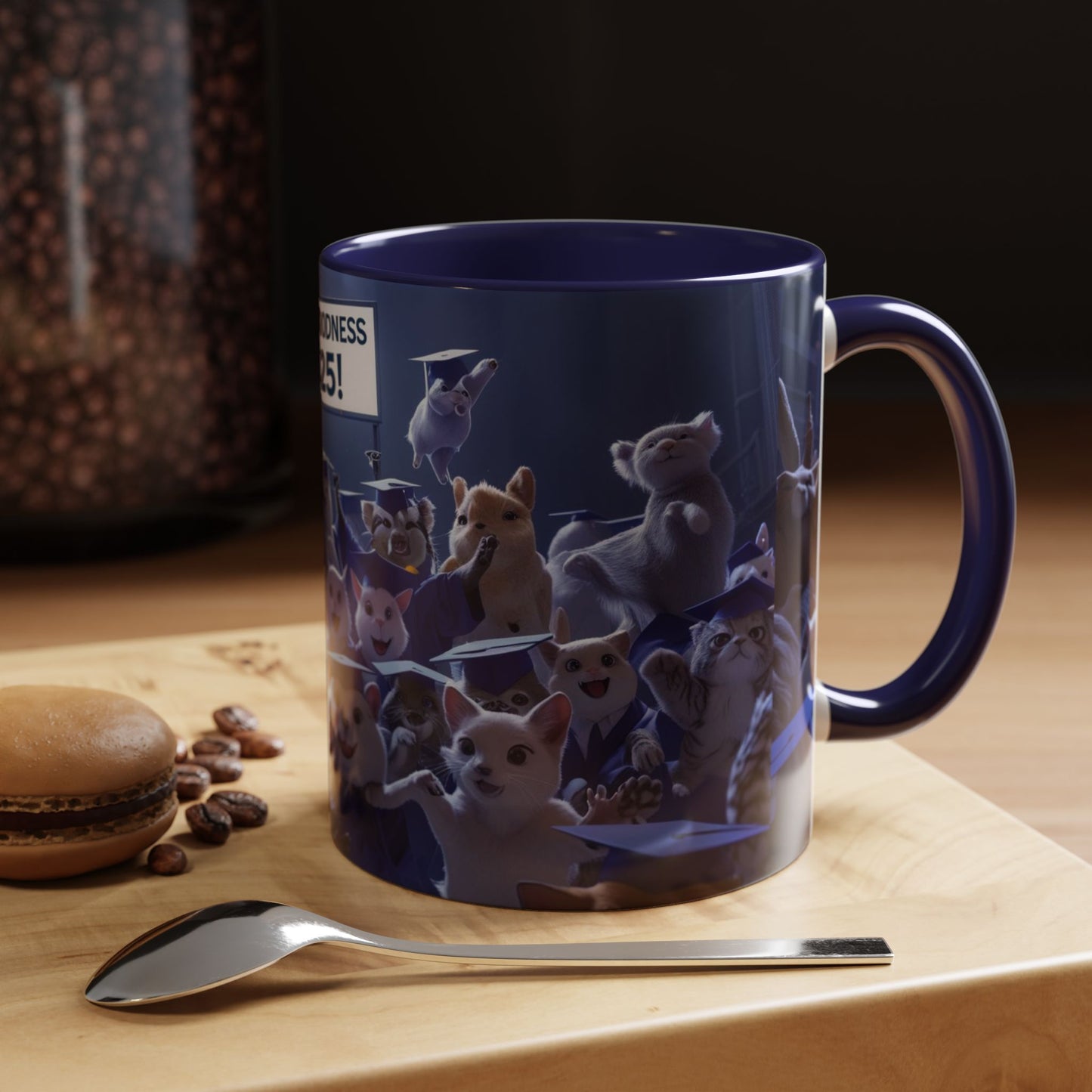 Anime Graduation Theme Accent Coffee Mug - Funny Cat & Dog Design, Perfect Gift for 2025 Grads, Inspirational Coffee Mug, Celebration Mug
