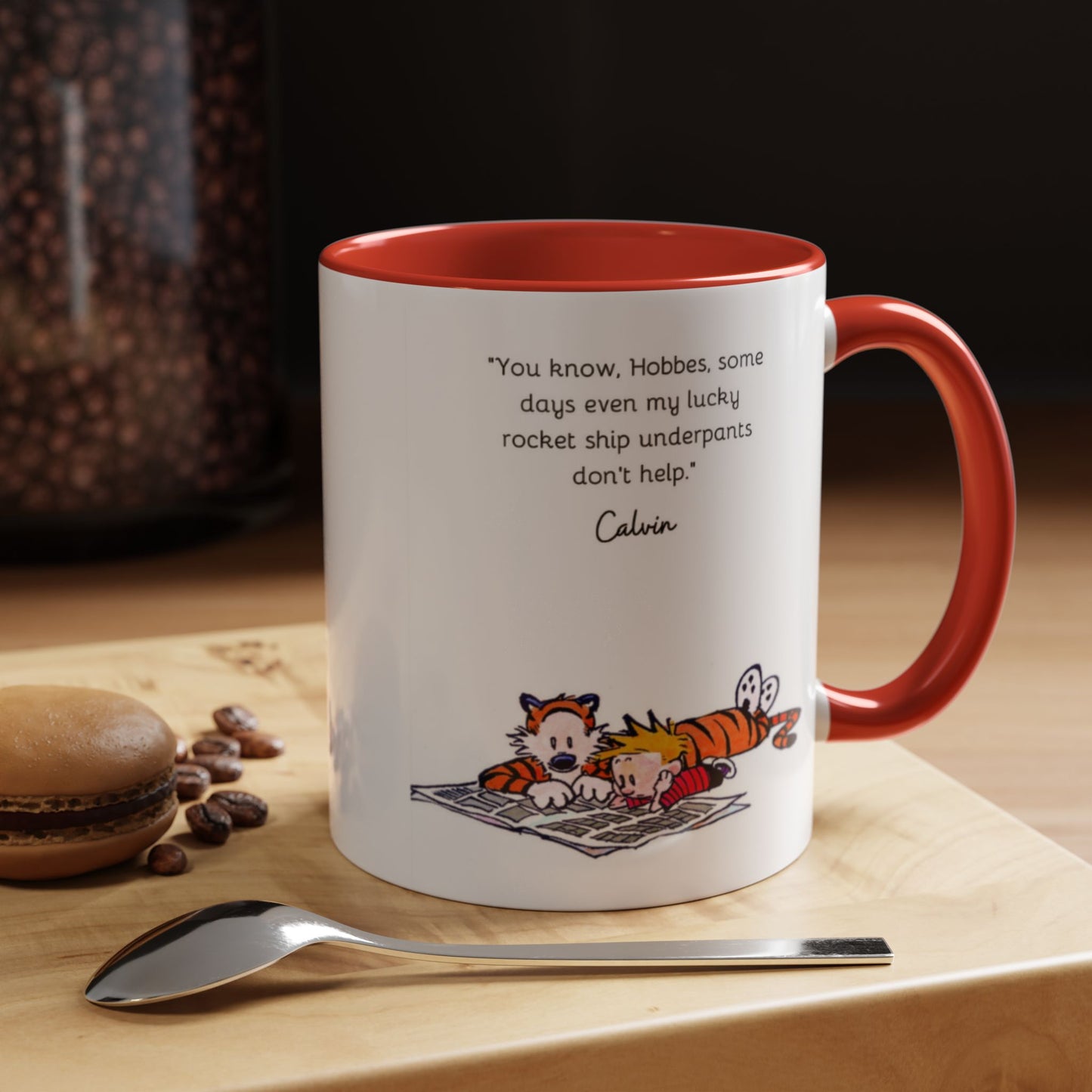 Calvin and Hobbes Inspired Accent Coffee Mug - Fun Gift for Fans, Morning Coffee, Cute Quote Mug, Whimsical Gift, Reading Companion