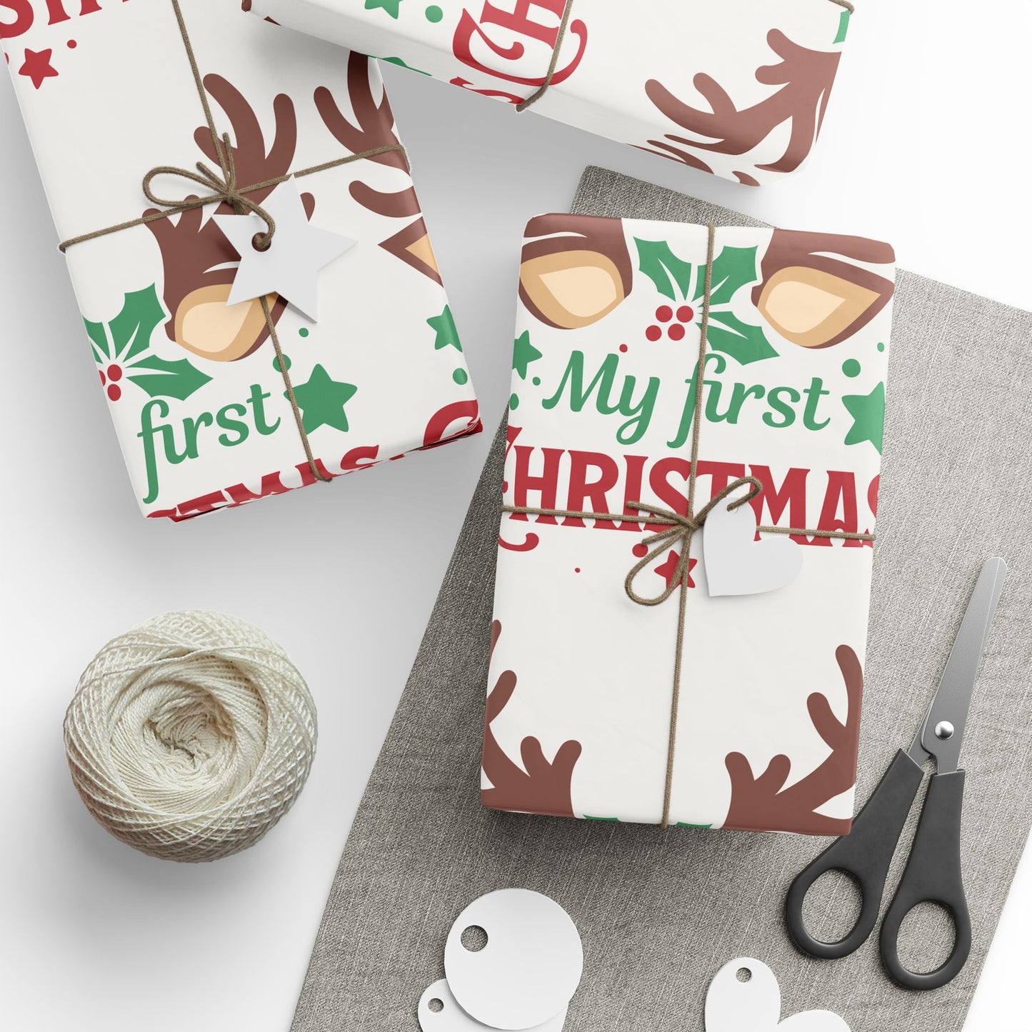 First xmas, Christmas Wrapping, Eco-Friendly Gift Wrap, Seasonal Paper, Unique Gift Packaging