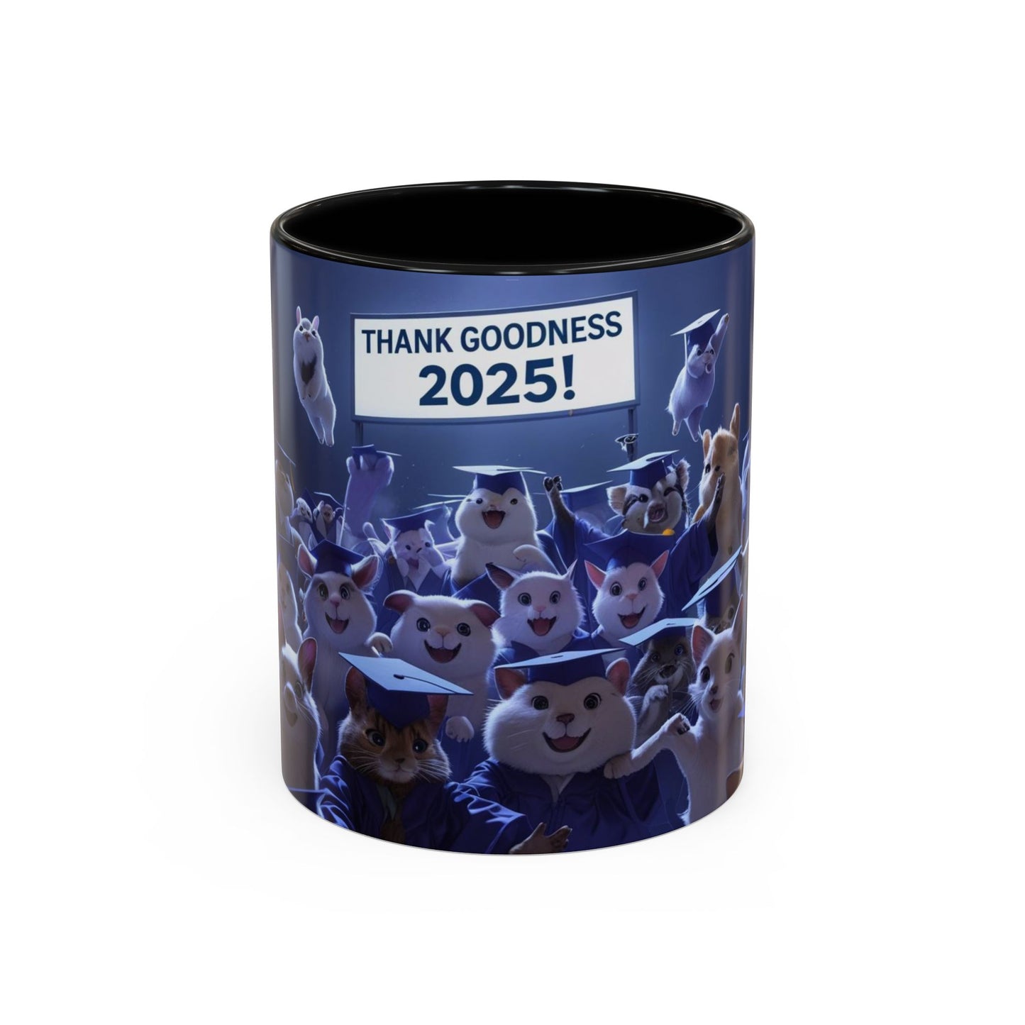 Anime Graduation Theme Accent Coffee Mug - Funny Cat & Dog Design, Perfect Gift for 2025 Grads, Inspirational Coffee Mug, Celebration Mug